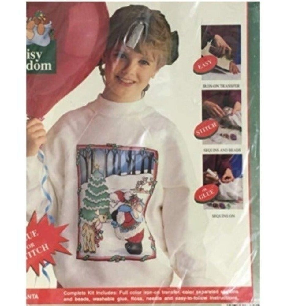 Daisy Kingdom Sweatshirt Decorating Kit Multicolor Santa Holiday DIY Christmas