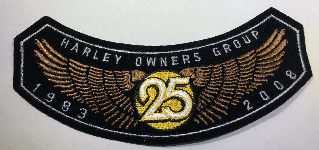 Harley Davidson Owners Group HOG 25 Yrs 1983-2008 Iron On Patch Motorcycle