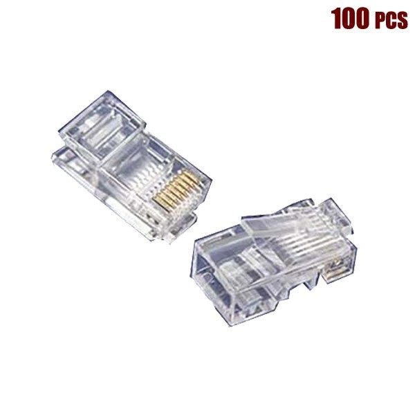 100pcs Cat5e RJ45 8P8C Modular Network Ethernet Plug Connector for Solid Wire