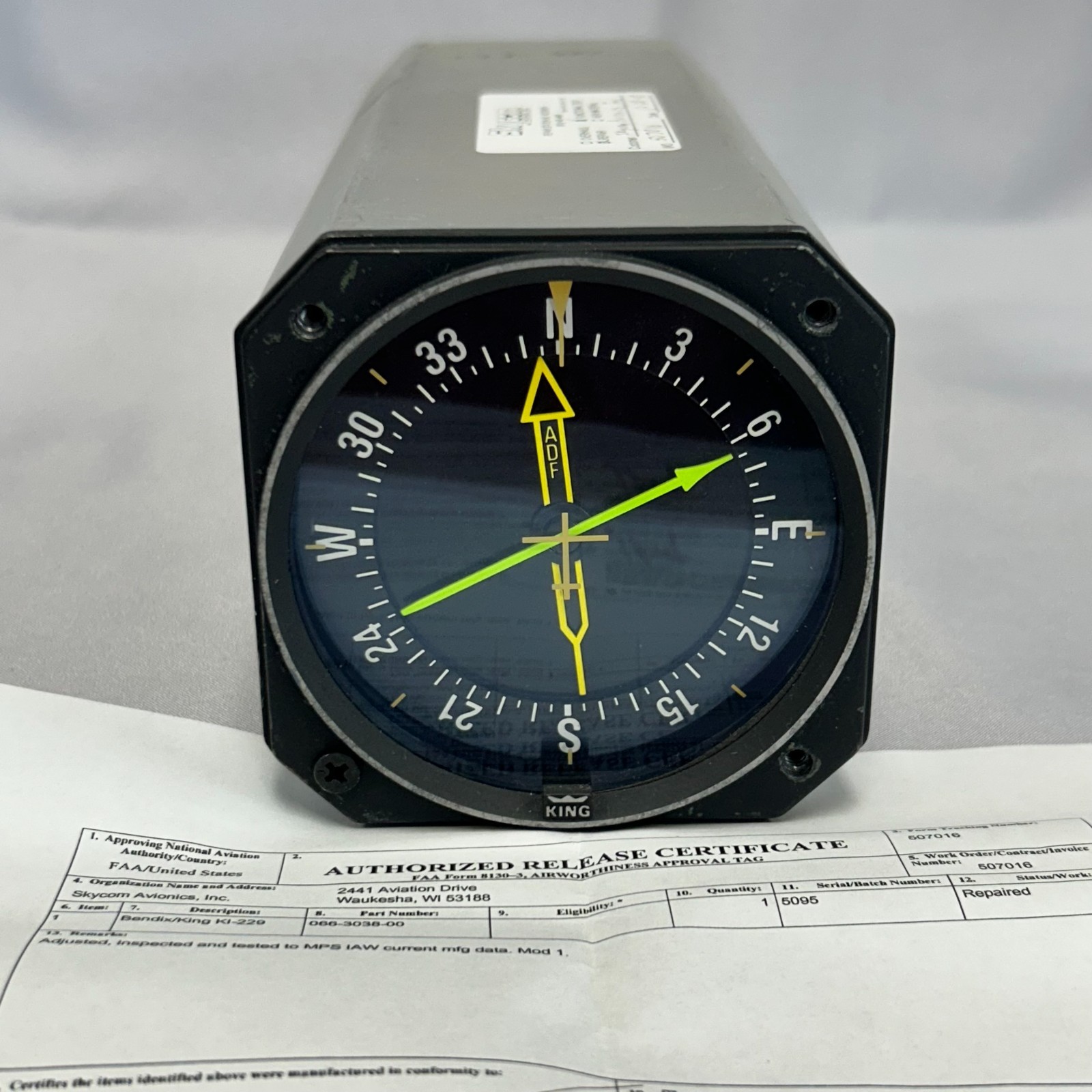 Bendix King KI-229 RMI Radio Magnetic Indicator P/N: 066-3038-00 with 8130