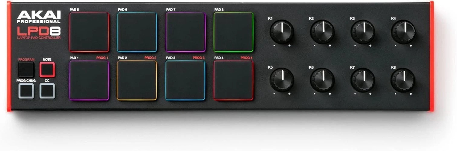 Portable USB MIDI Controller with RGB Pads & Adjustable Knobs for Music Produ...