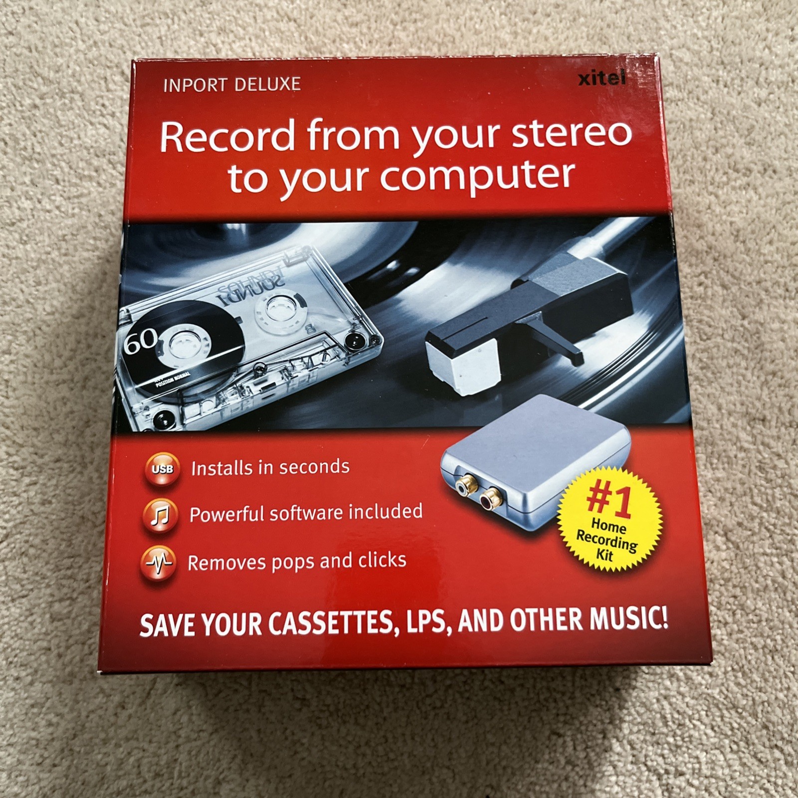 Xitel Inport Deluxe Stereo To PC Audio Cassette Recording Kit Converter Open Box