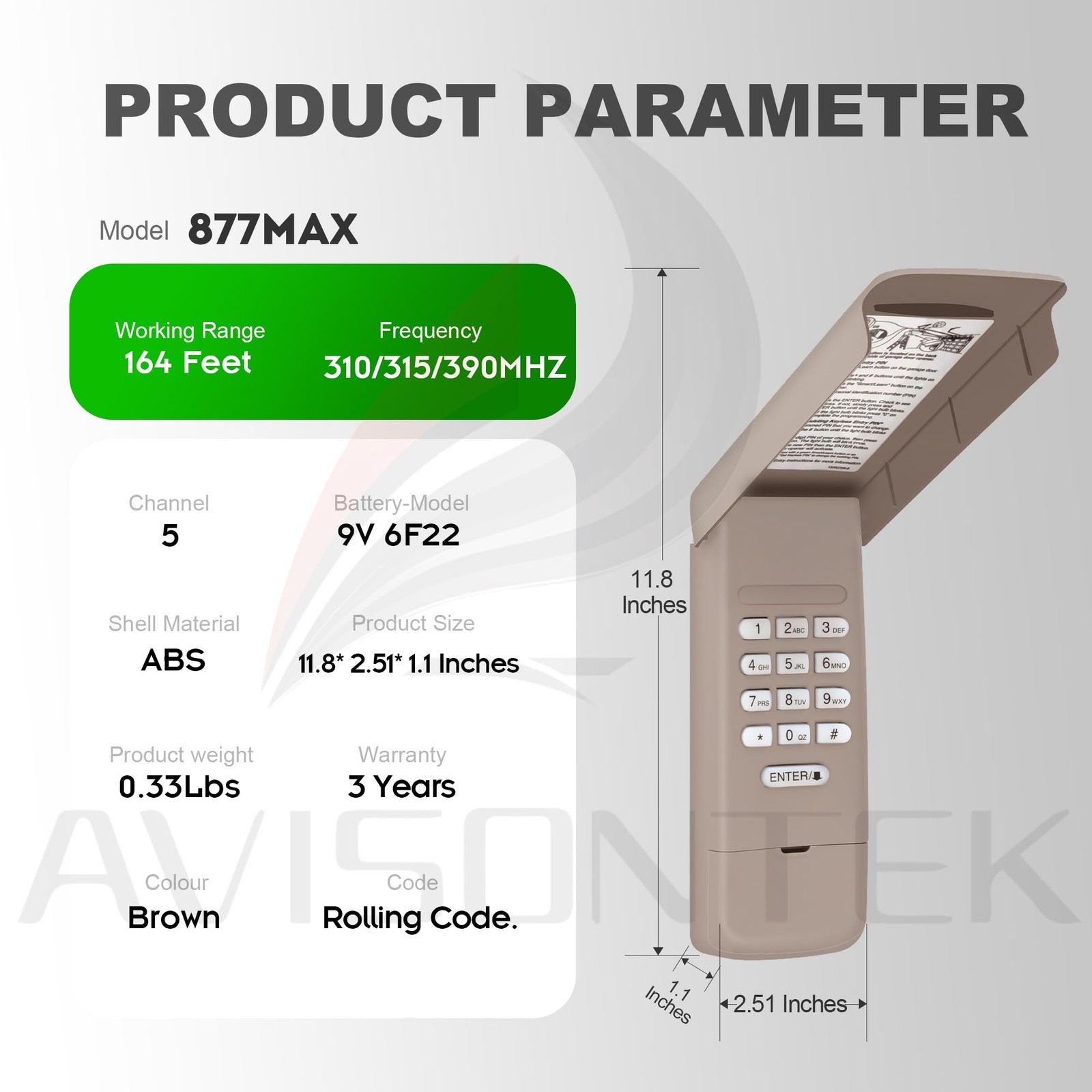 LiftMaster 877Max 877LM Universal Garage Door Opener Keypad [12 Year Warranty]