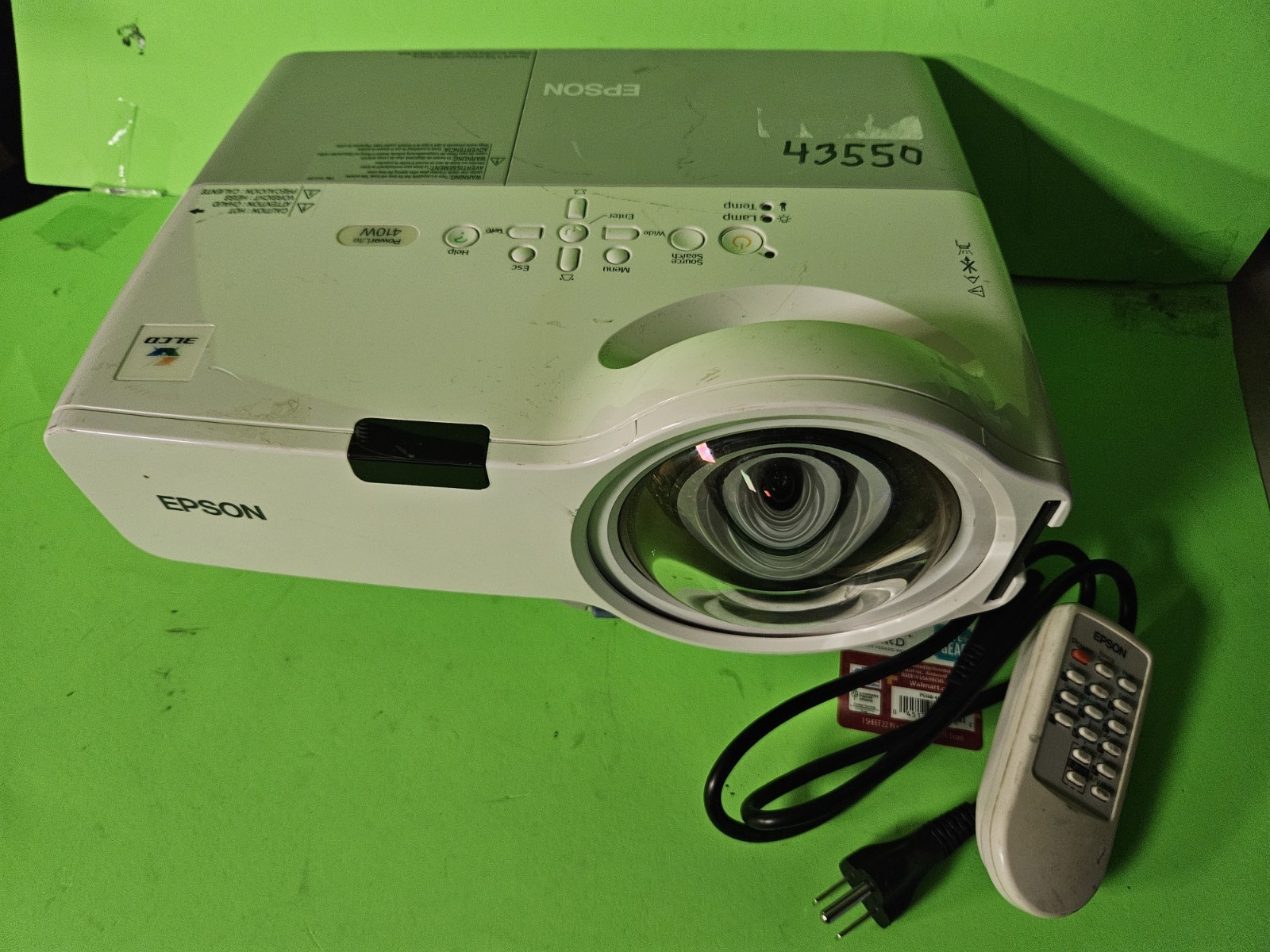 Epson PowerLite 410W LCD Projector H330A short throw 264h