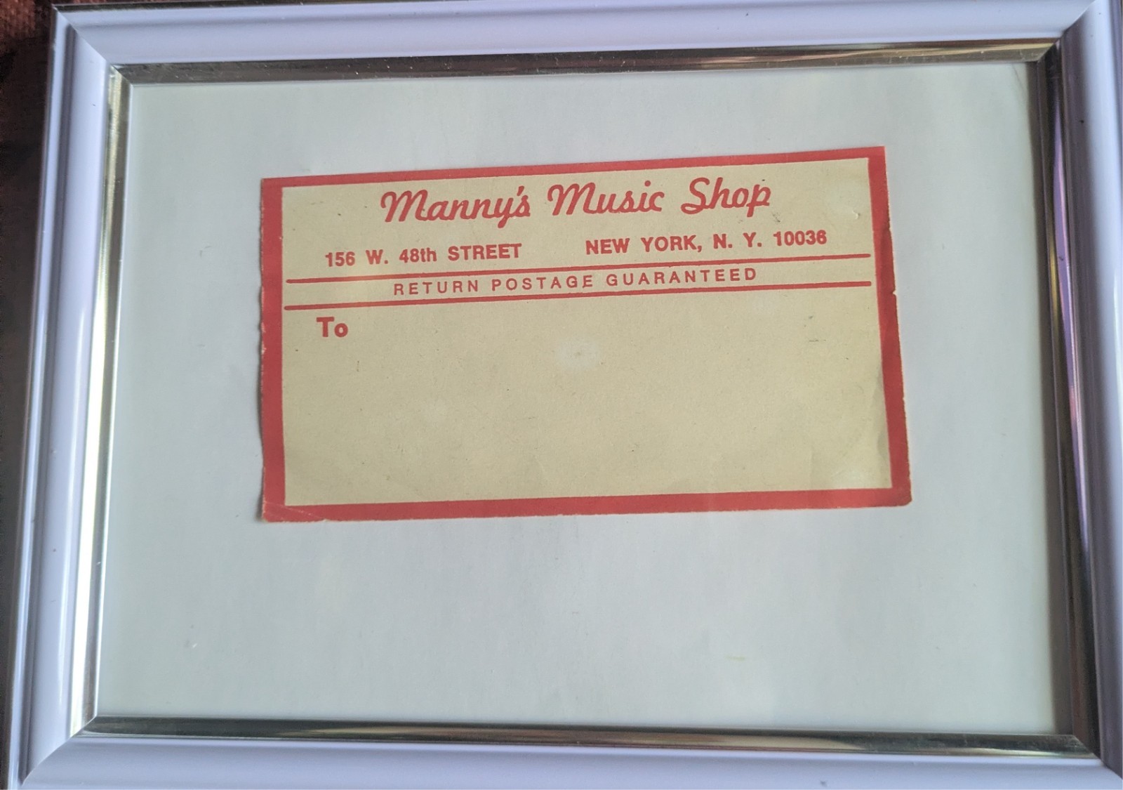 Vintage Manny's Music Shipping Label Collectable