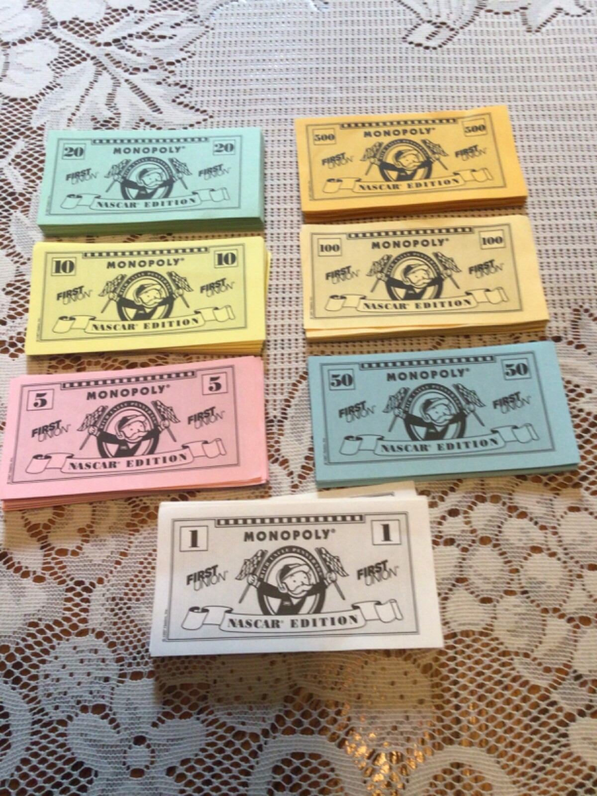 Monopoly Money~NASCAR Edition~Game Pieces~Parker Brothers~VGC!