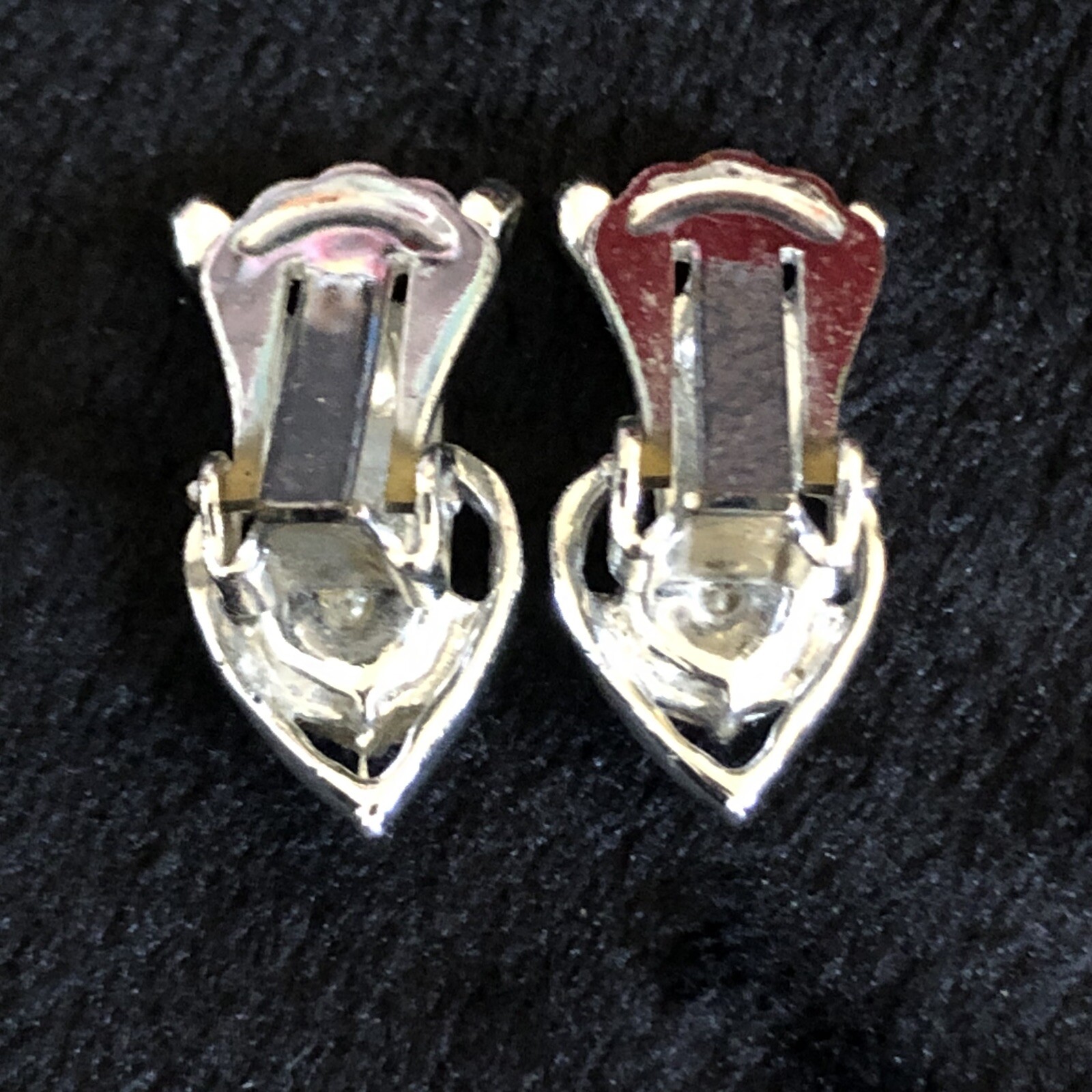 AB Rhinestone Silvertone Clip-On Earrings
