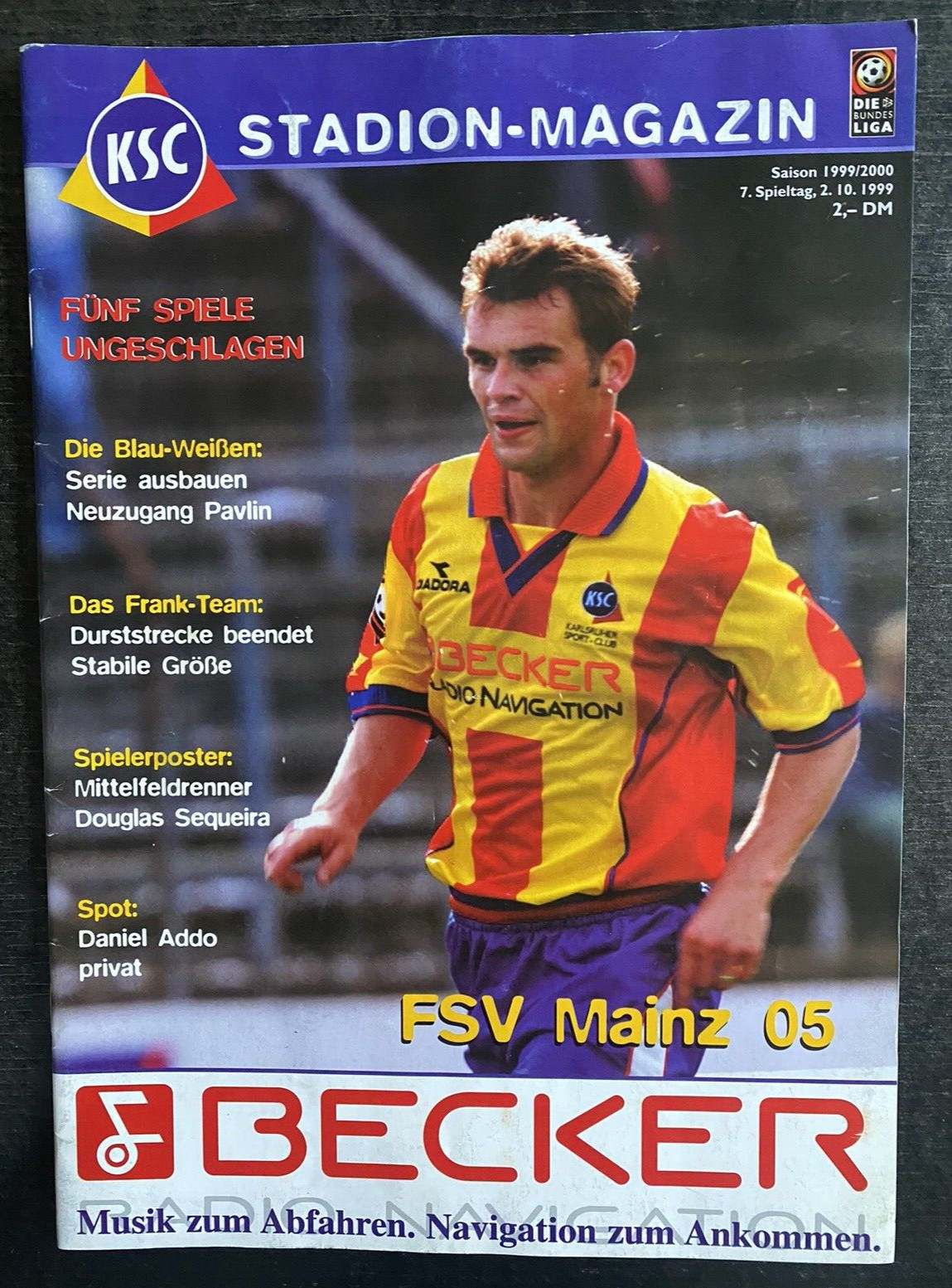 II. BL 99/00 Karlsruher SC - 1. FSV Mainz 05, 02.10.1999 - Douglas Sequeira