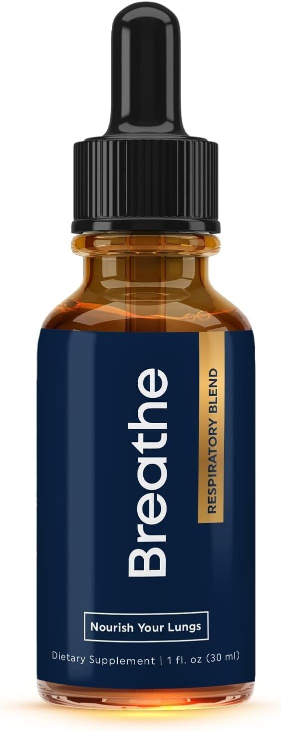BREATHE 8-IN-1 Mullein Drops For Lungs Detox & Lung Cleanse | Peppermint, Thy...