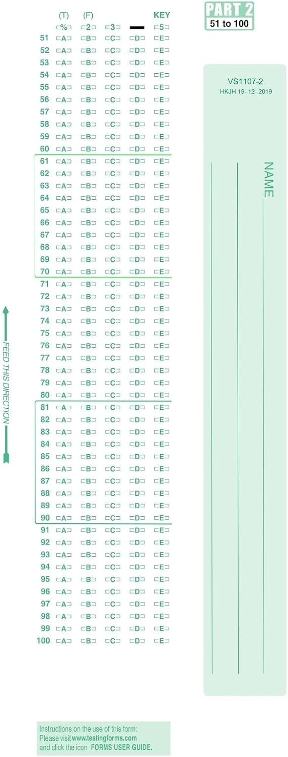 Efficient 50 Sheet Pack of Scantron-Compatible Testing Forms – Excellent Quality