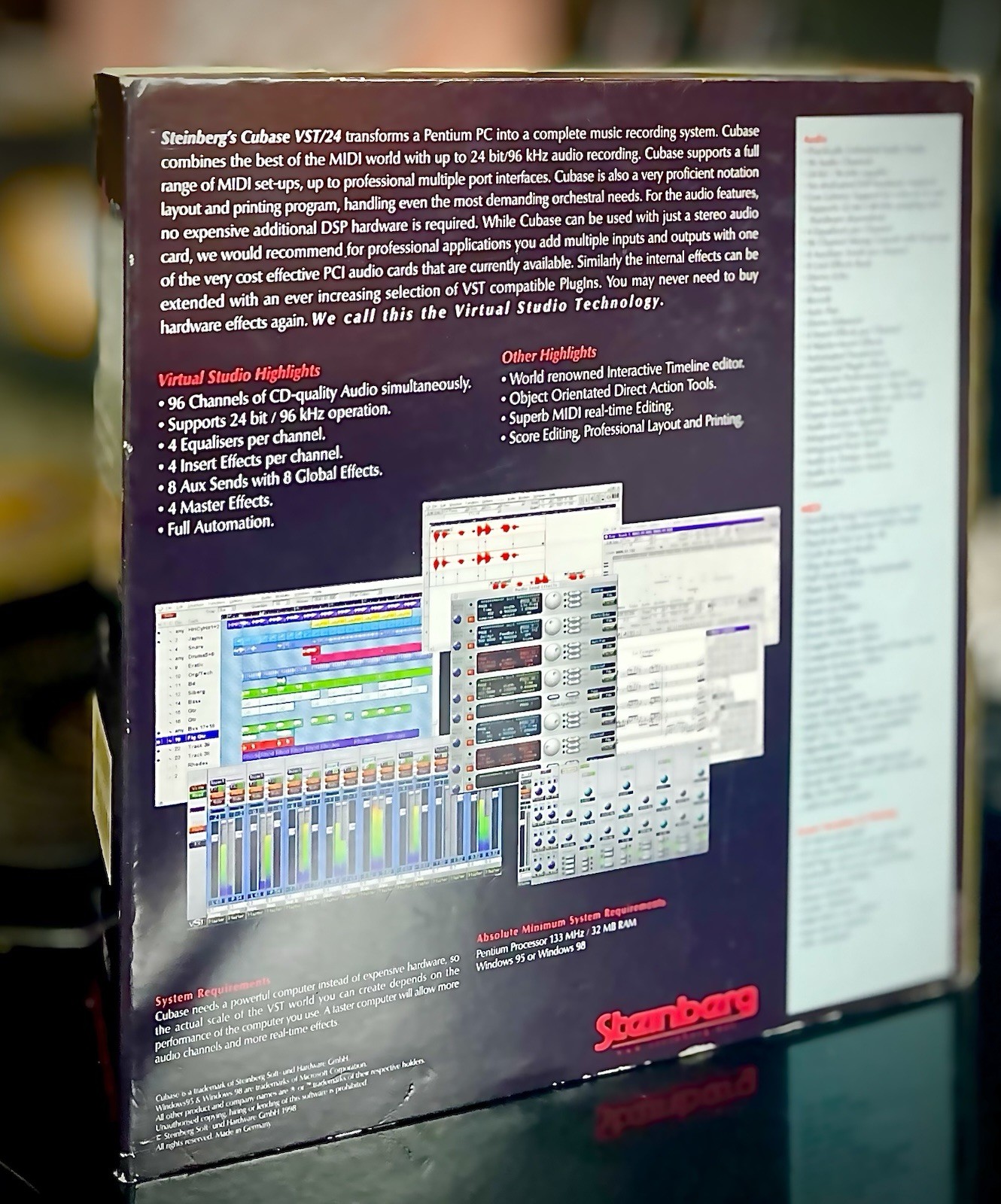 Cubase VST/24 • 3.6 Studio Recording Software DAW Complete In Big Box PC Windows