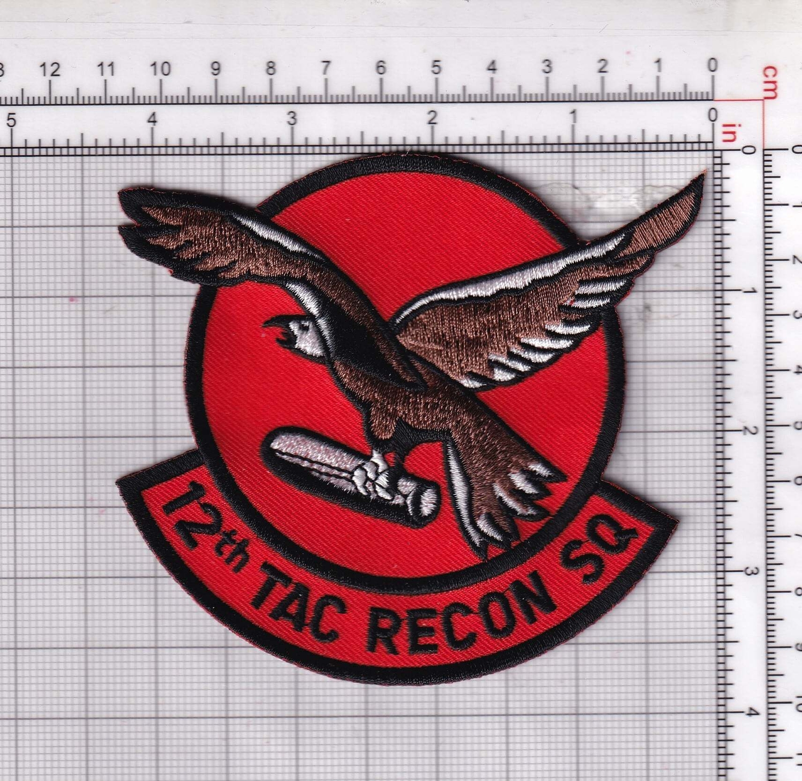 12th Tactical Reconnaissance Squadron Patch - With Hook and Loop, 4"