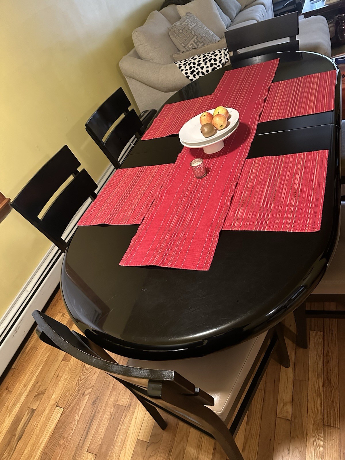 Black Oval Expandable Dining Table & 8 Chairs - Sits 10