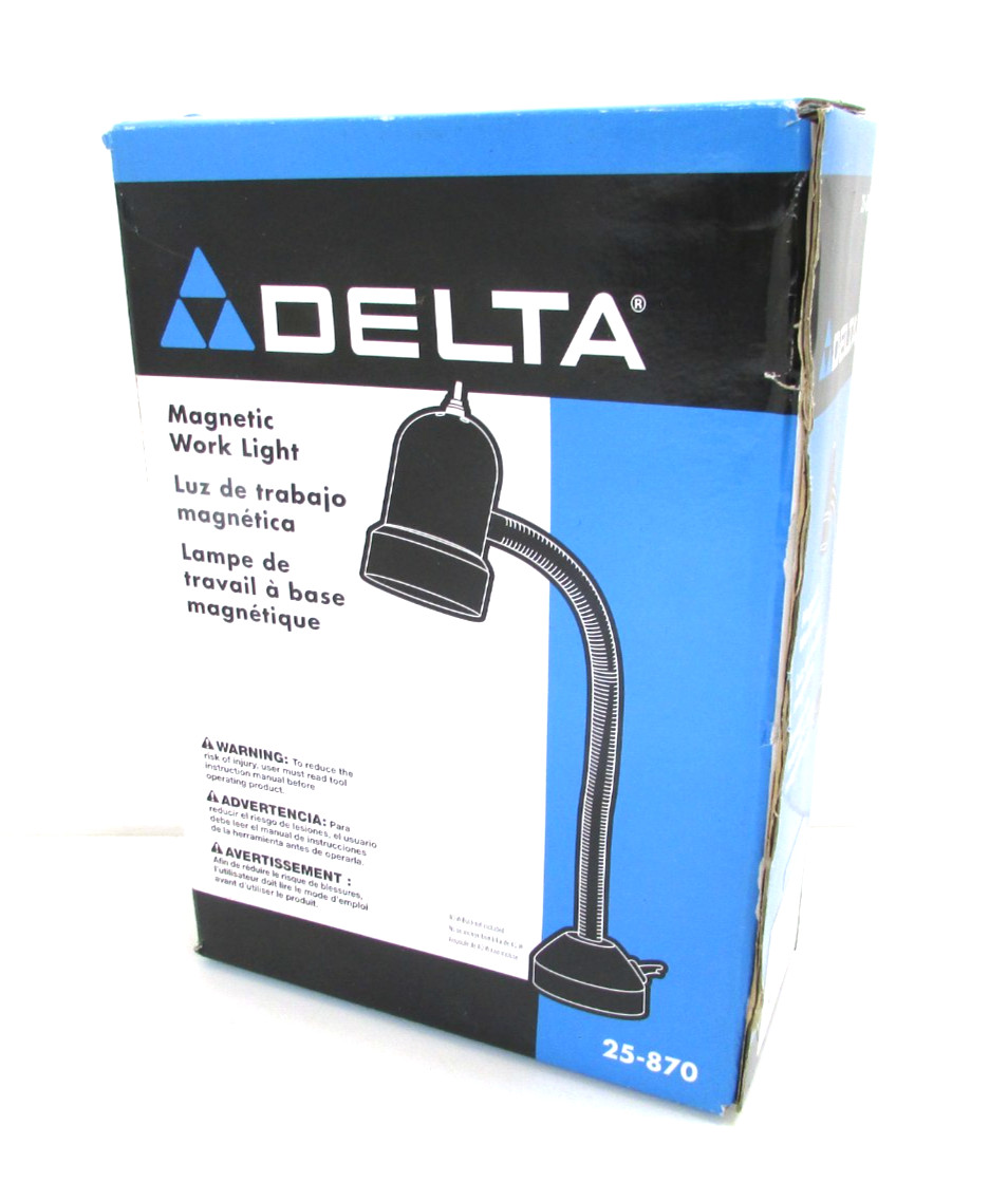 DELTA 14" FLEXIBLE ARM MAGNETIC WORK LIGHT 25-870, 8' POWER CORD,