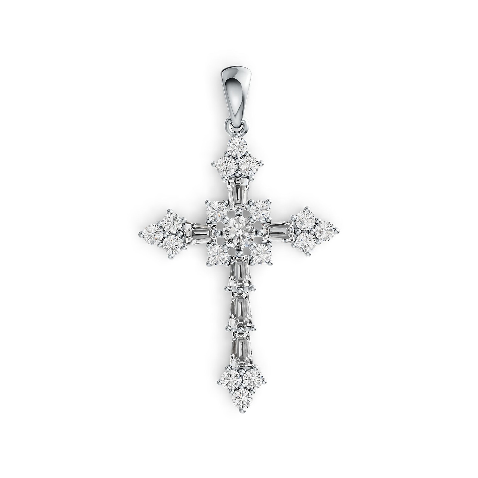 Sterling Silver Semi Mount Pendant Setting Round RD 4x4mm Cross Theme