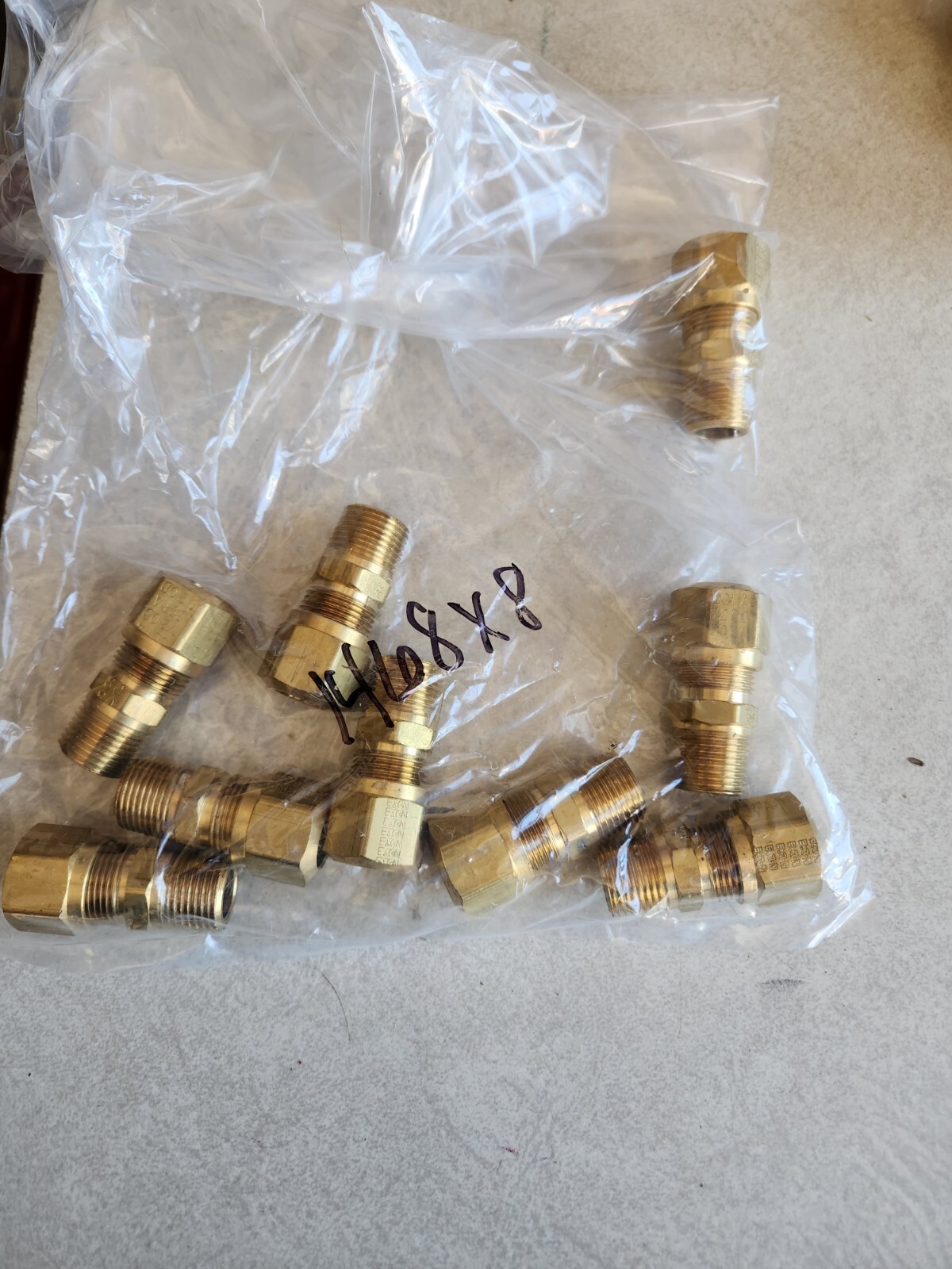Qty 9** Eaton 1468X8 Air Brake Adapter Male Connector 1/2” Tube OD, 3/8” NPT