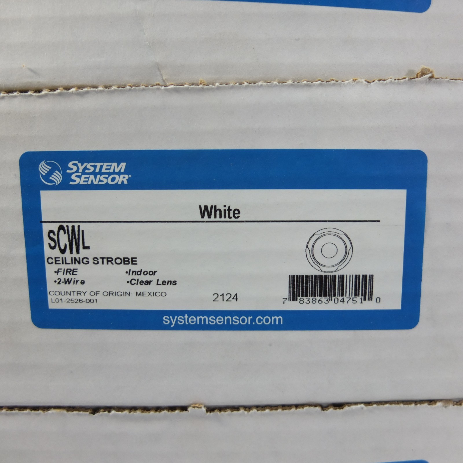 System Sensor SCWL Ceiling Strobe Fire Alarm Indoor 2-Wire Clear Lens White