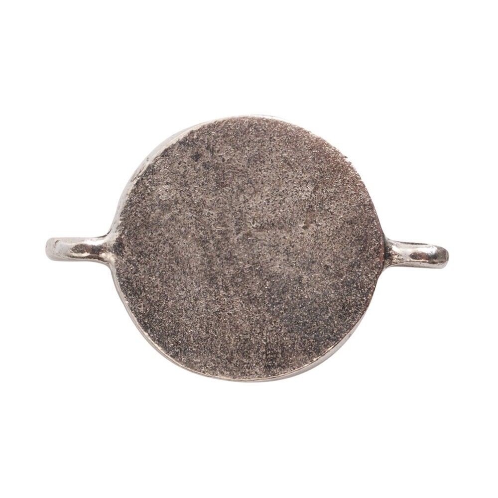 1 Antiqued Silver Plated Pewter Small LINK Circle Bezel Pendant