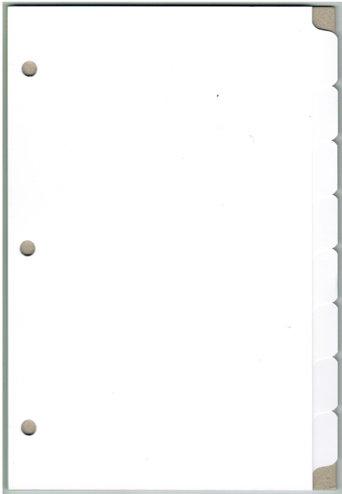 8-Tab White Ring-Book Index Divider Sheets, 6" x 9.5", 3-Holes, 100 lb - 1 Set