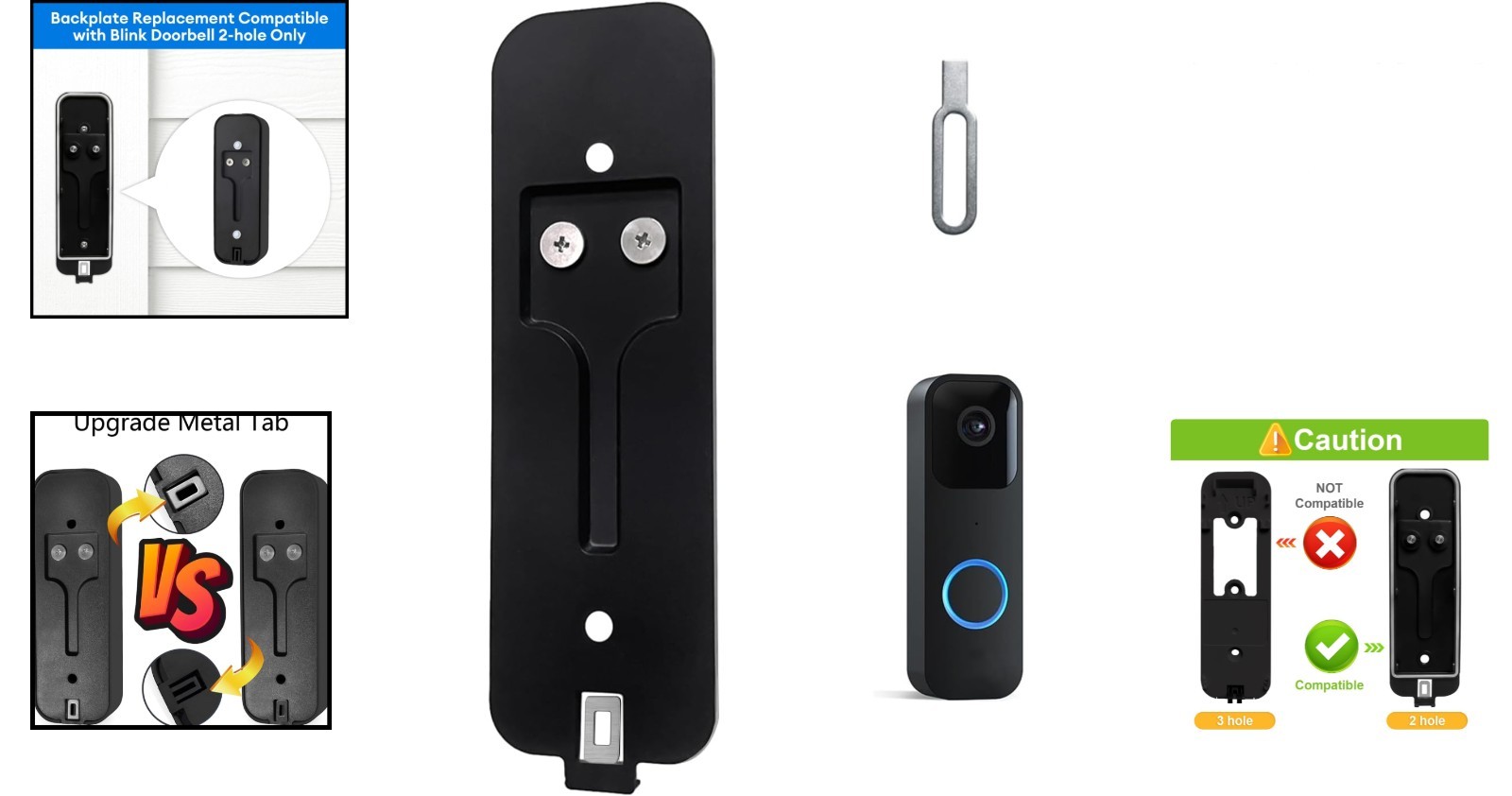 Quick Install Metal Mounting Plate for Blink Doorbell – Includes Replacement Key
