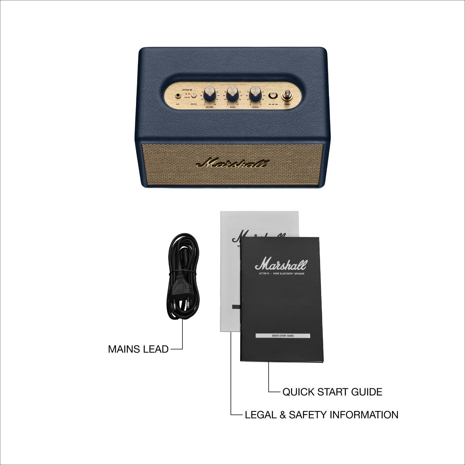 Marshall Acton III Bluetooth Speaker System (Midnight Blue)