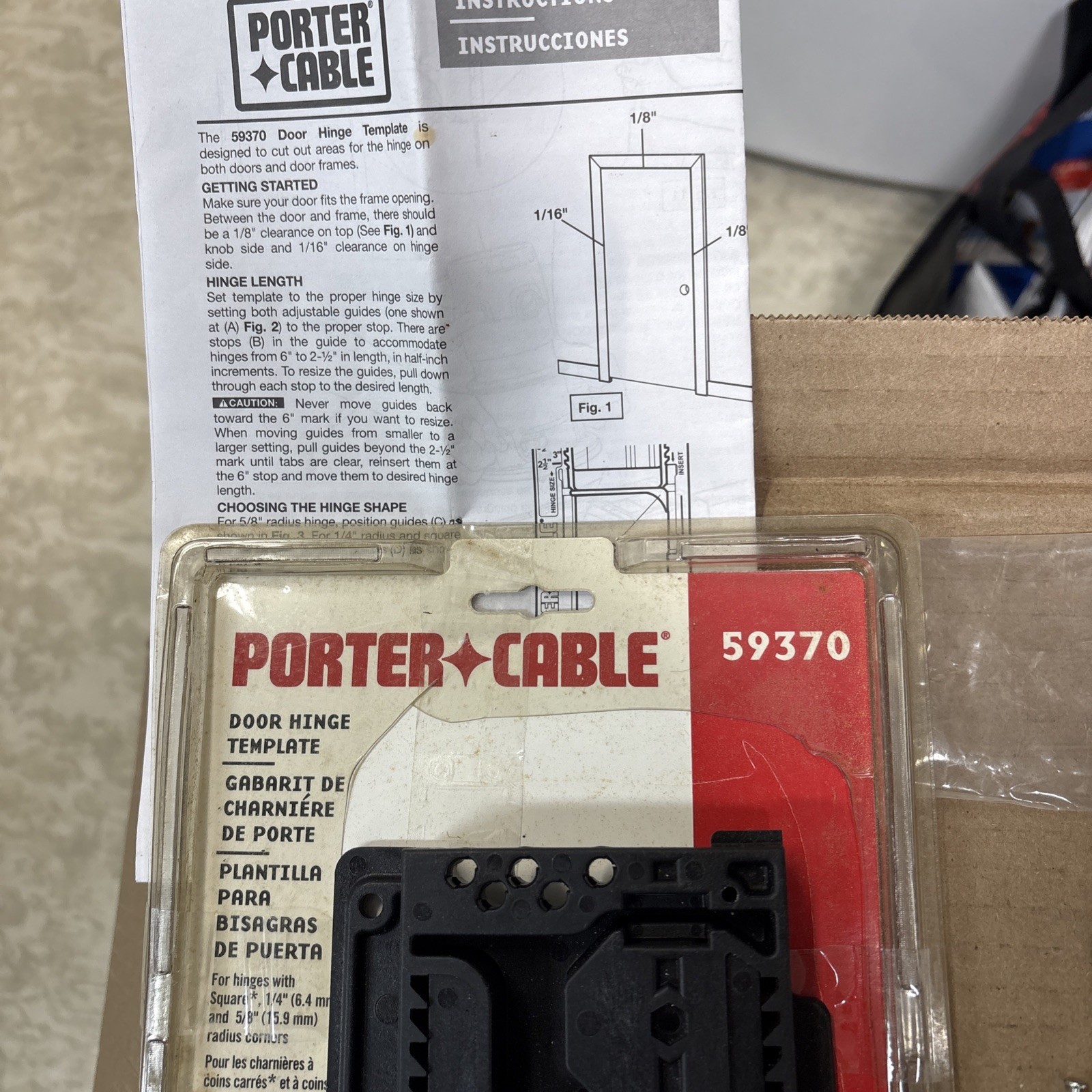 2 Pc. PORTER-CABLE 59370 Door Hinge Template & Craftsman Butt Template Set