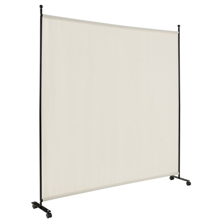 6 ft Single Panel Rolling Room Divider with Lockable Wheels