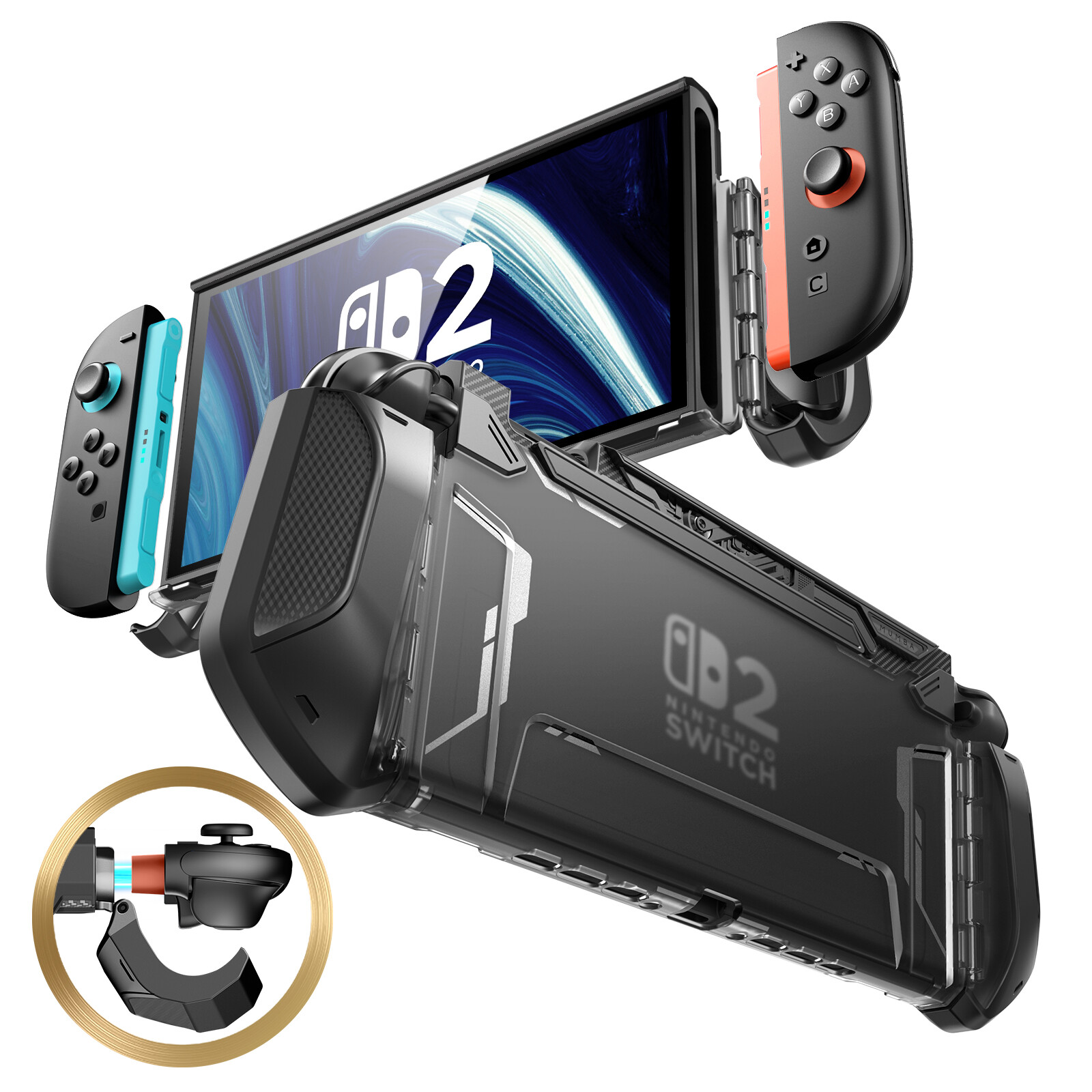 Mumba Full Protection Dockable Case For Nintendo Switch 2 (7.9") TPU Grip Cover