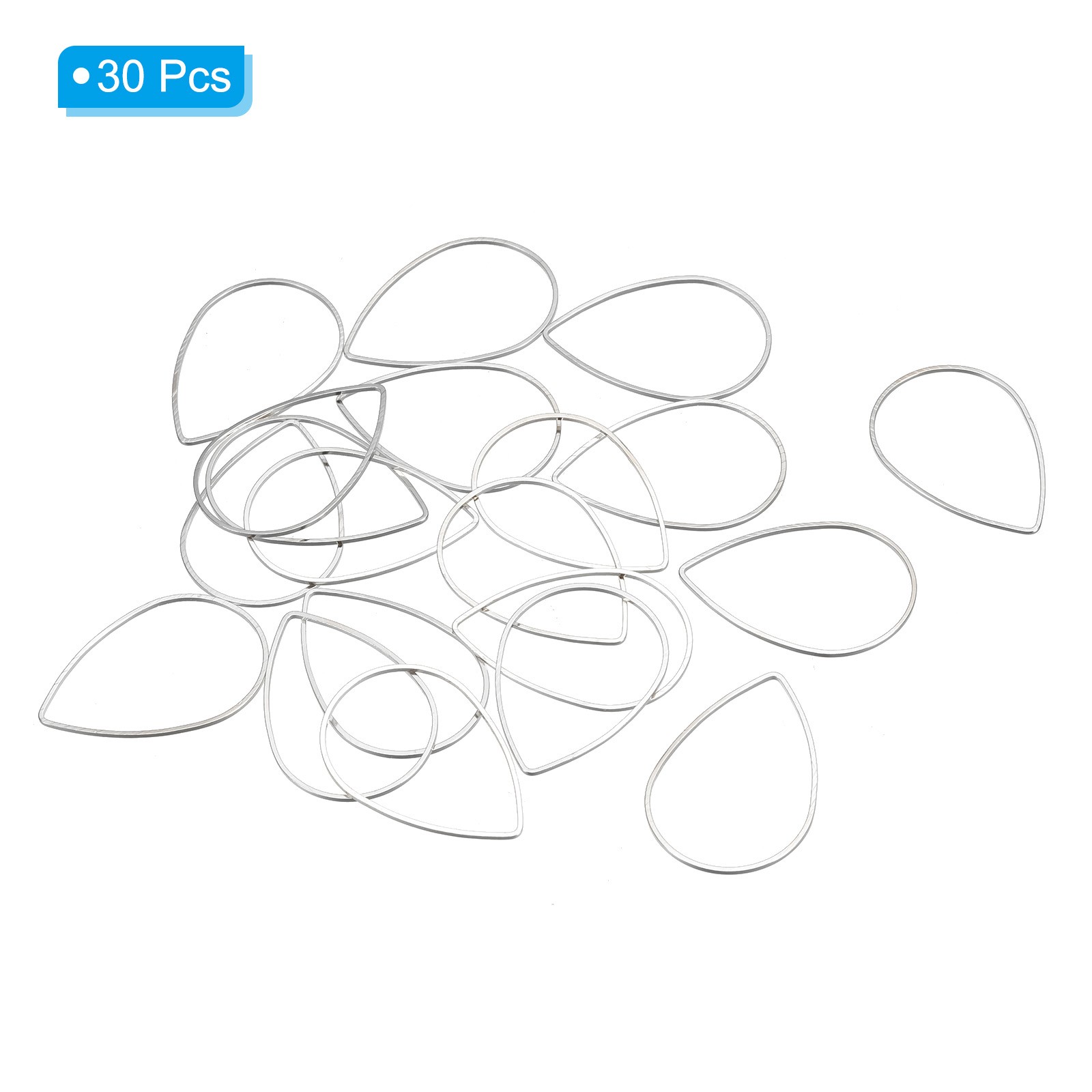 30pcs Earrings Beading Hoop 1.3x0.9" Teardrop Finding Ring Silver