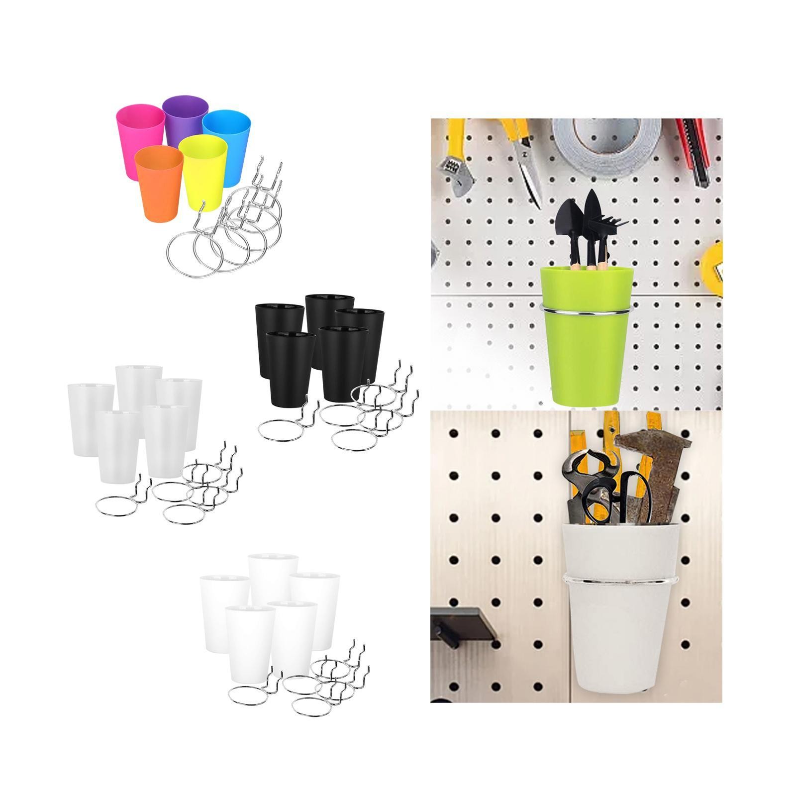 5 Pieces Pegboard Cups with Rings for Organizing Storage Easy Installation Ring