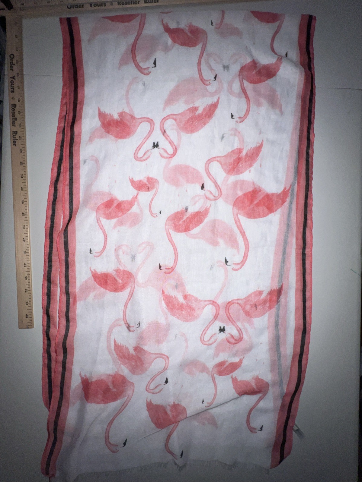 Talbots Flamingo Scarf Women’s Pink White Sheer Lightweight Resortwear Cruise