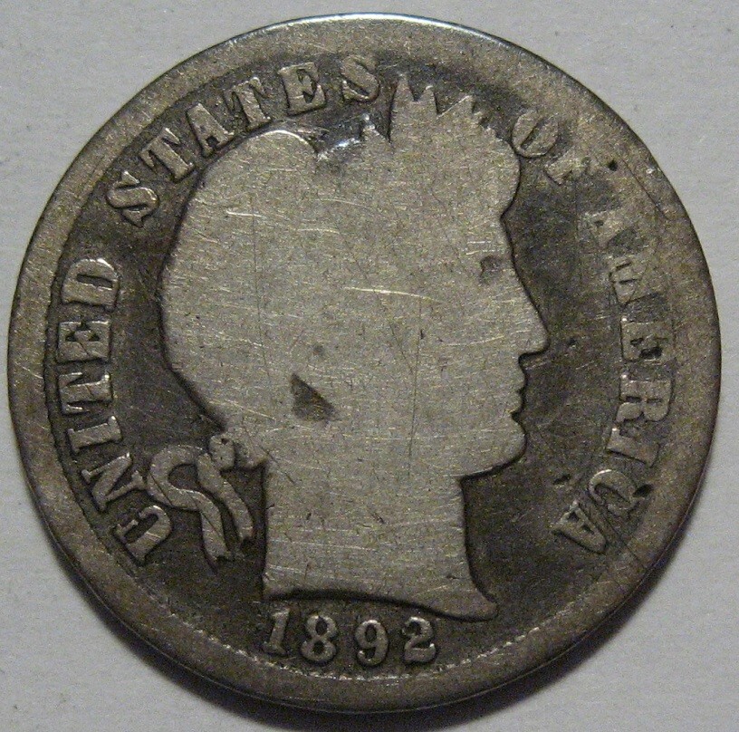 = 1892-S Good BARBER DIME, Nice EYE Appeal, FREE Shipping