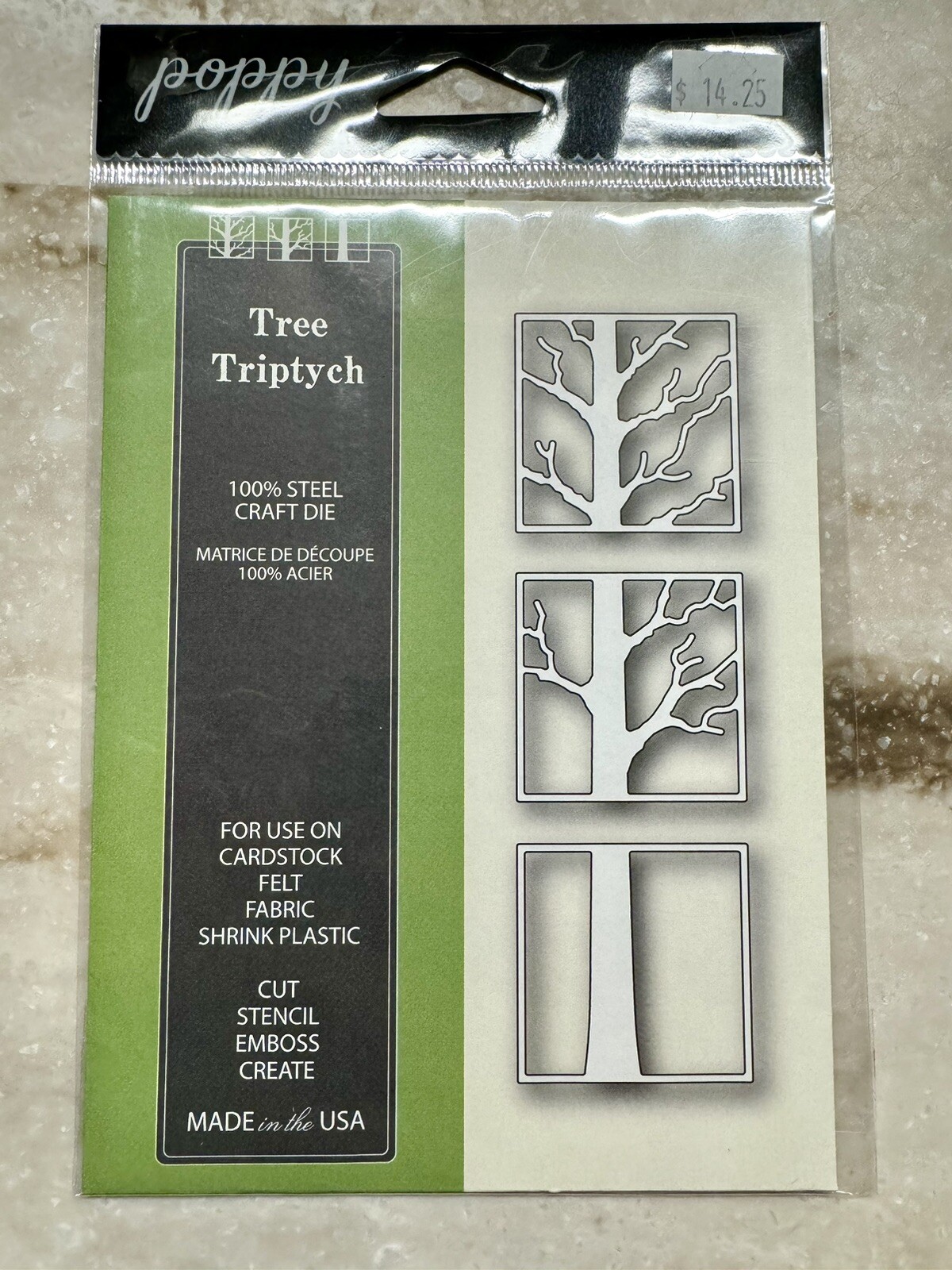 Poppy Stamps **TREE TRIPTYCH** 3-pc Metal Die Set #1413 BRAND NEW Autumn