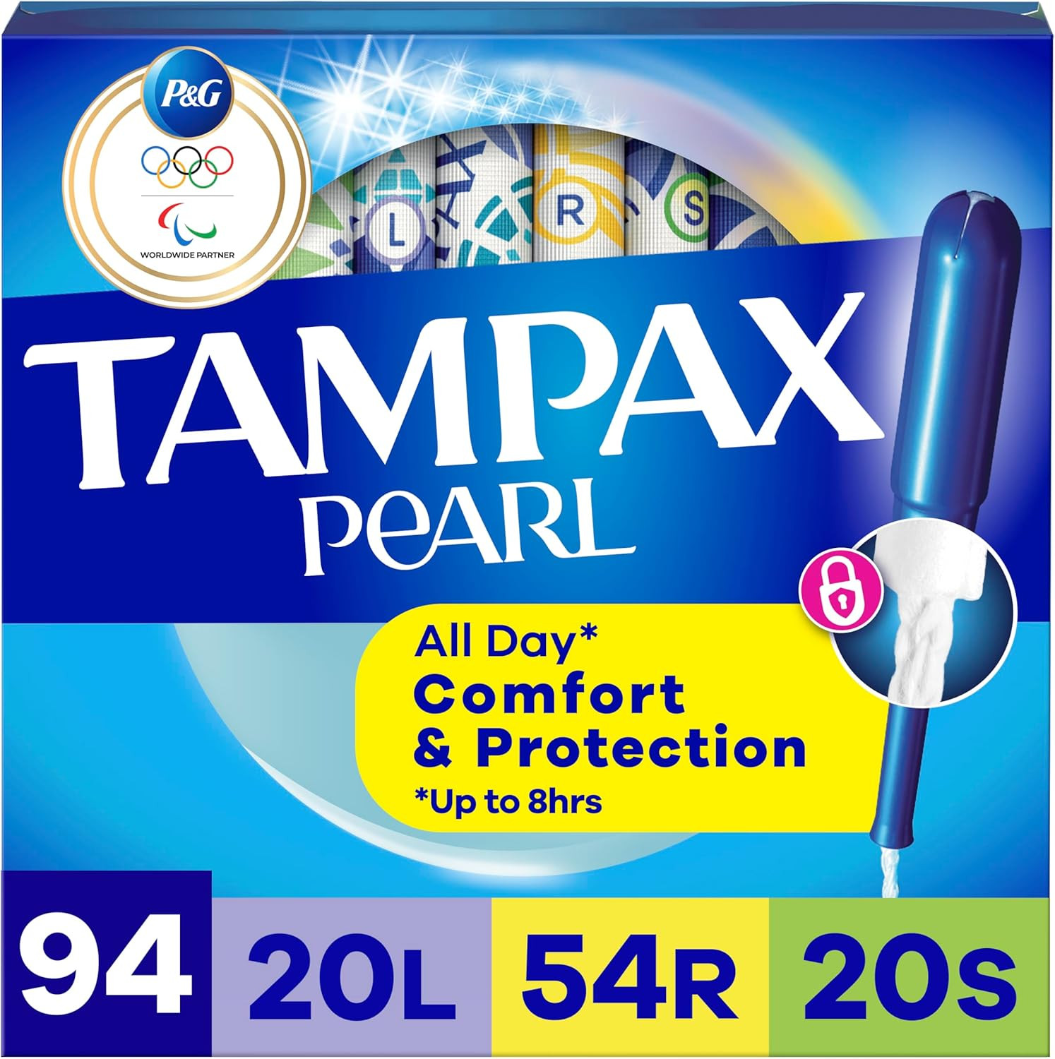 Tampax Pearl Tampons Multipack Unscented Light/Regular/Super 94 Ct