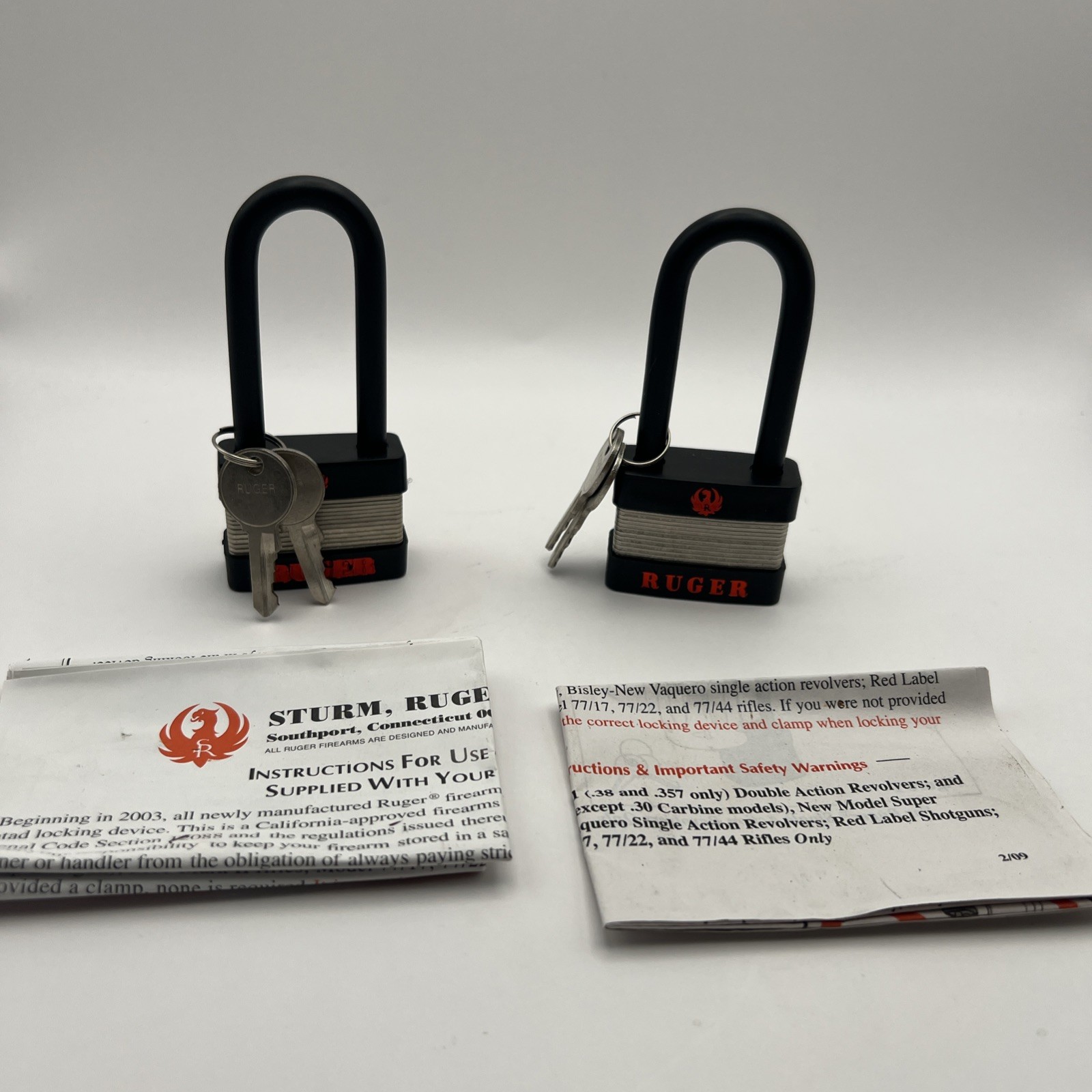 Lot Of 2 Ruger Gun Lock 5025 For Rifles Pistols Revolvers 4 Keys & Instructions