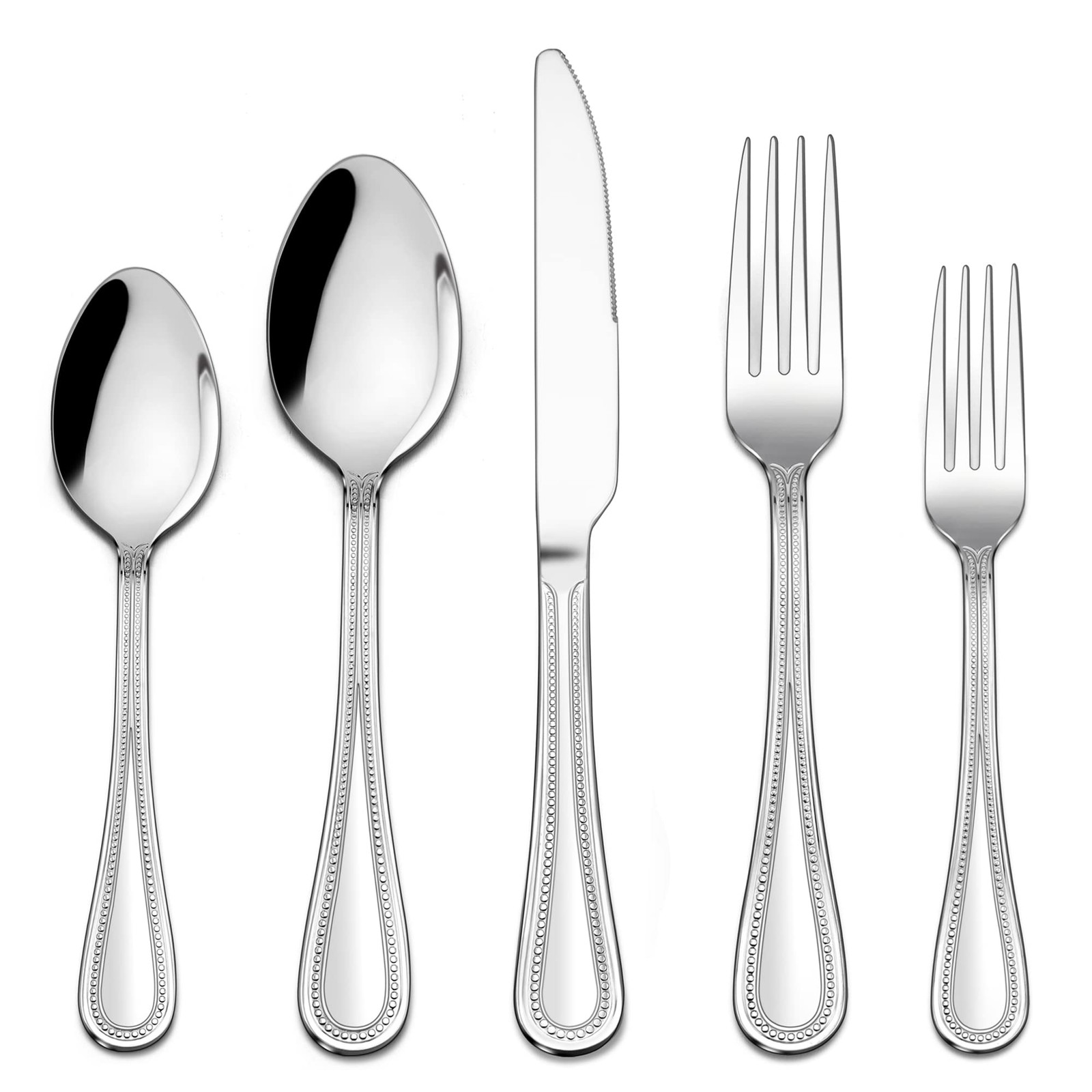 LIANYU 30-Piece Silverware Set, Stainless Steel Flatware Set for 6, Fancy Cut...