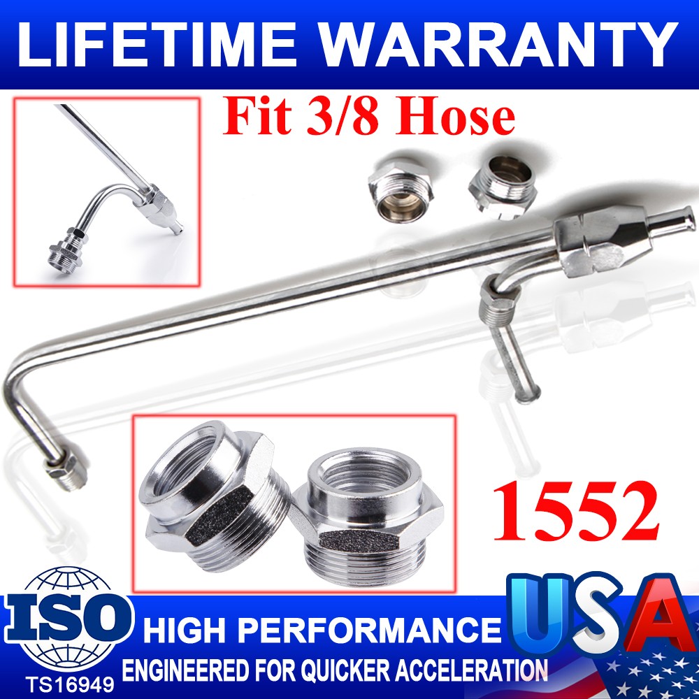 Dual Chrome Gas Fuel Line Kit For Holley 1552 Pumper Fit Chrome 3/8" Inlet Tube