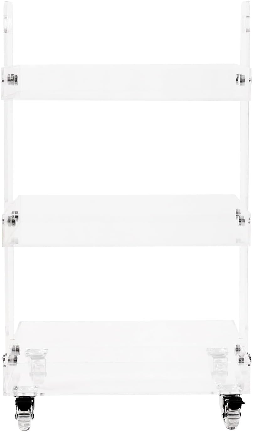 Clear Acrylic Side Table W/ Wheels 3 Tier Acrylic End Table Side Table Rolling
