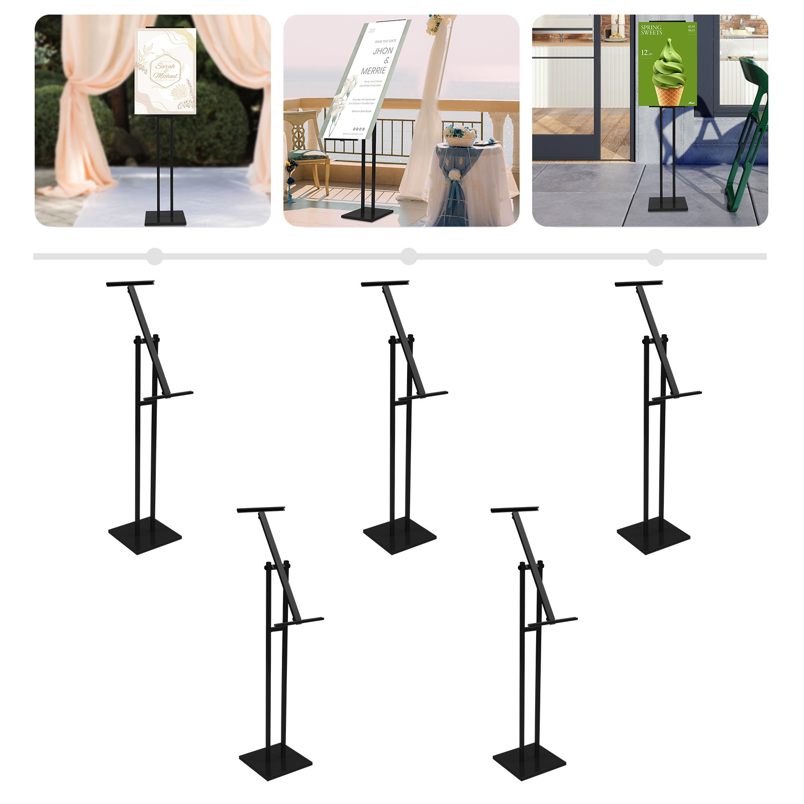 5Pcs Poster Frame Strong Metal Adjustable Floor Poster Frame Modern Sign Stand