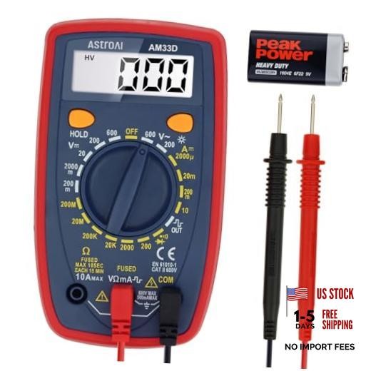 Digital Multimeter Tester 2000 Counts with DC AC Voltmeter and Ohm Volt Blue