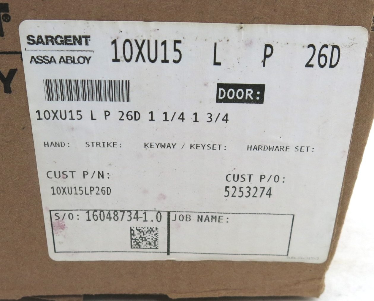Sargent 10XU15-LP Cylindrical Passage Function Commerical Lever Lockset NIB