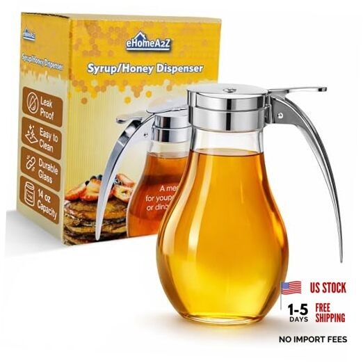 Glass Honey Dispenser4 oz Syrup Dispenser with Metal Top, Maple Syrup 1