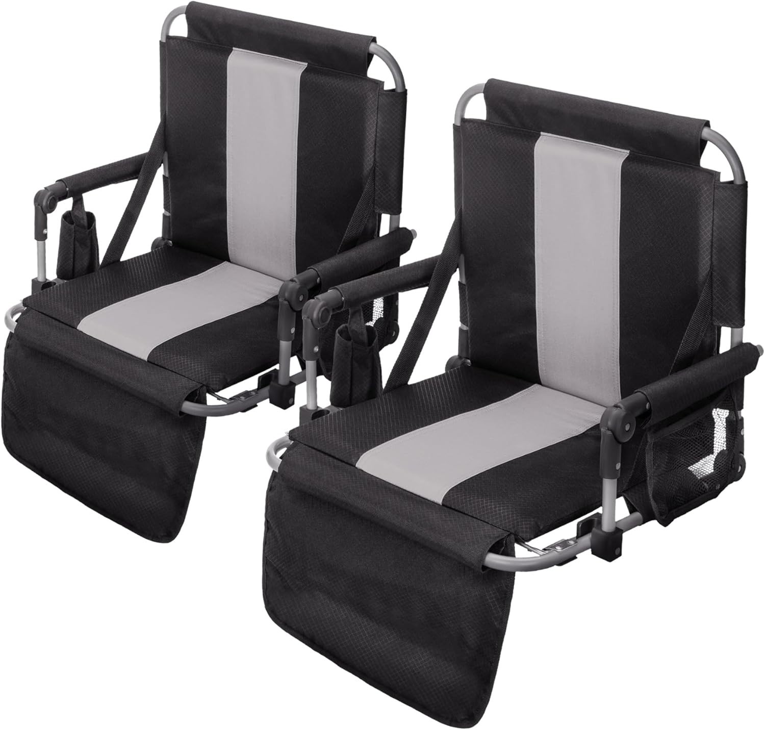 2pk  Stadium Seat for Bleachers Portable, Black & Grey