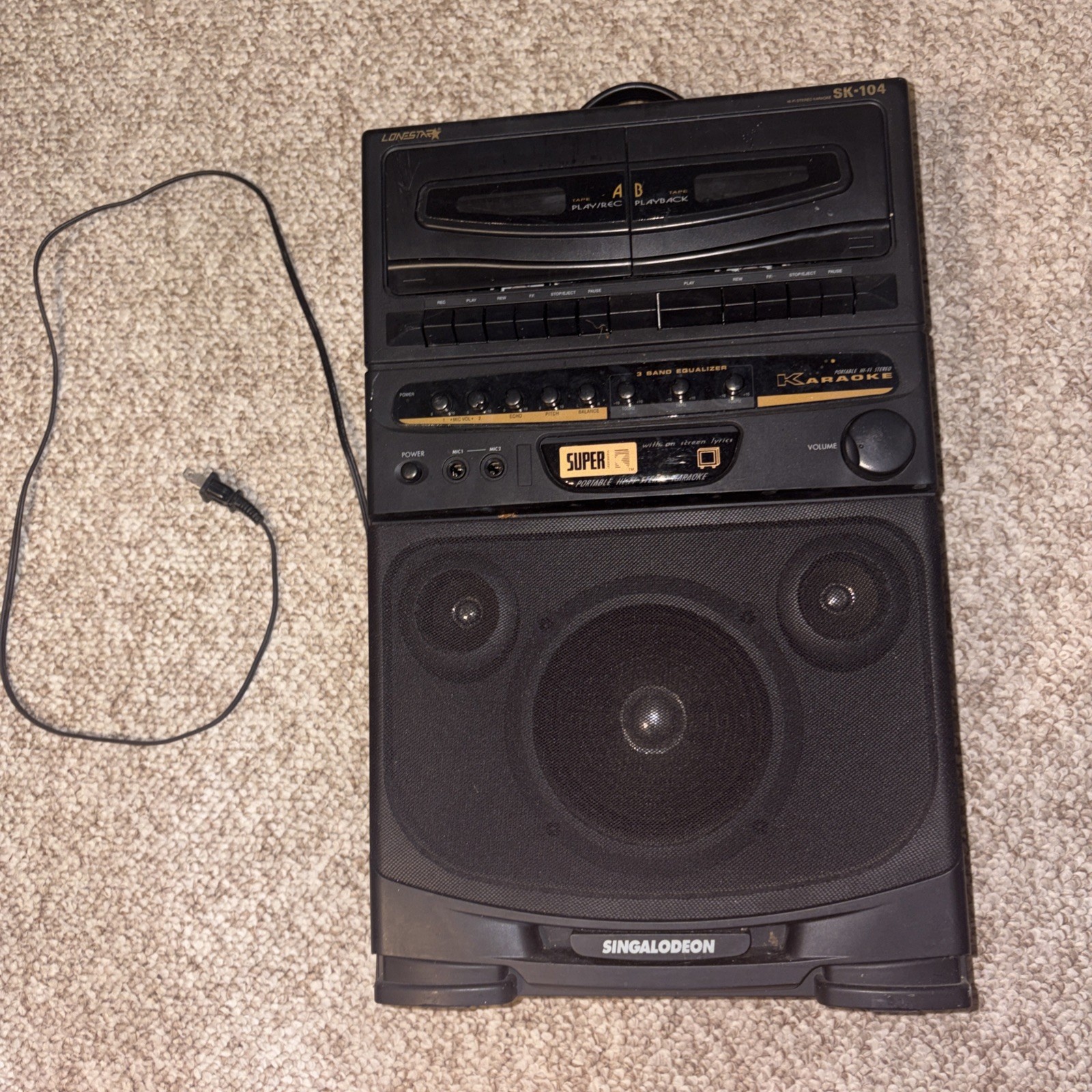 Singalodeon SK-104 karaoke machine featuring dual cassette decks