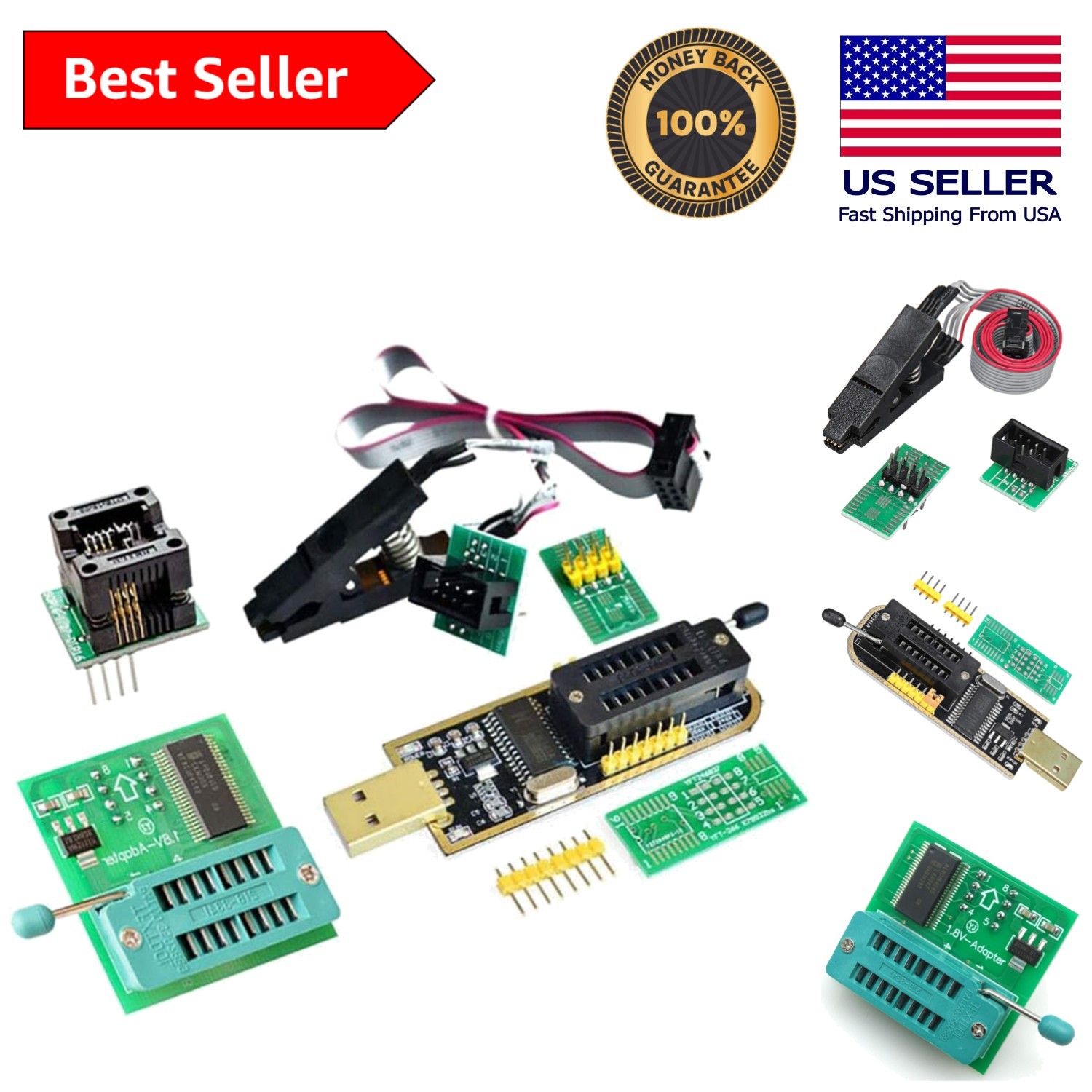 Efficient CH341A USB Programmer & SOIC8 Clip for In-Circuit EEPROM Programming
