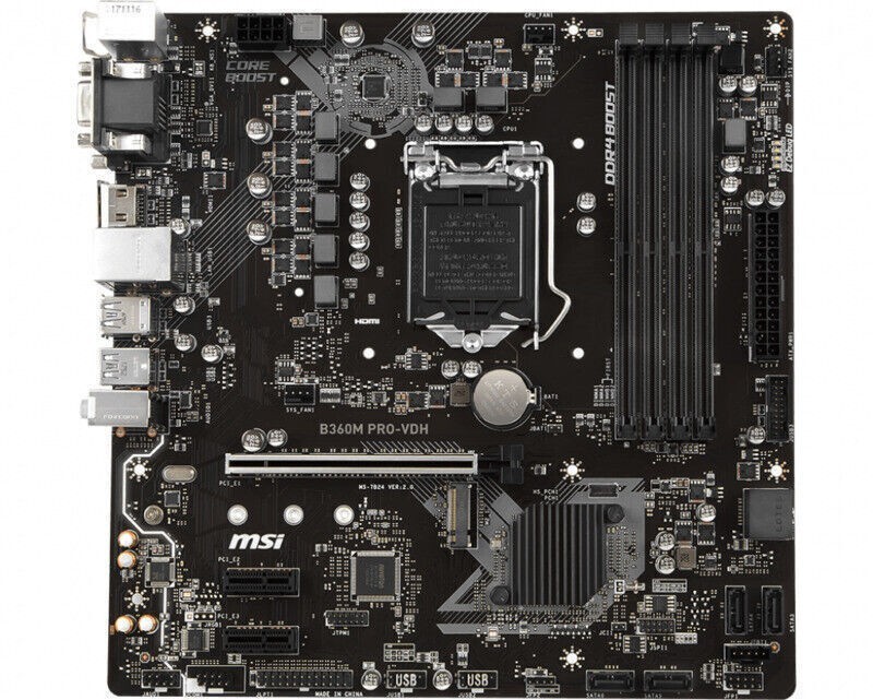 MSI B360M PRO-VDH Motherboard Intel B360 LGA 1151 DDR4 M.2 m-ATX VGA Core DVI-D