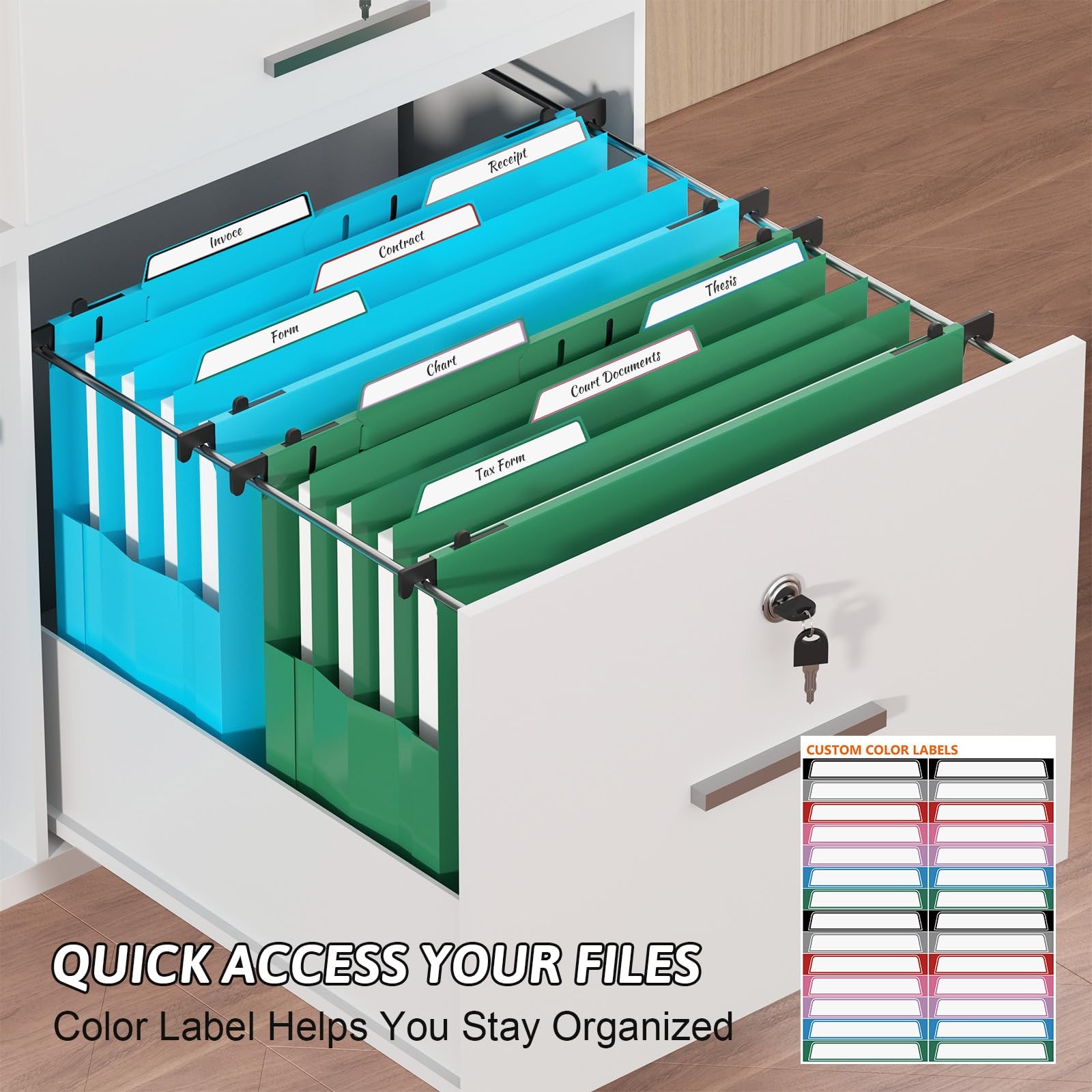 NORDUN Plastic Extra Capacity Hanging File Folders,6 Pack Assorted Color