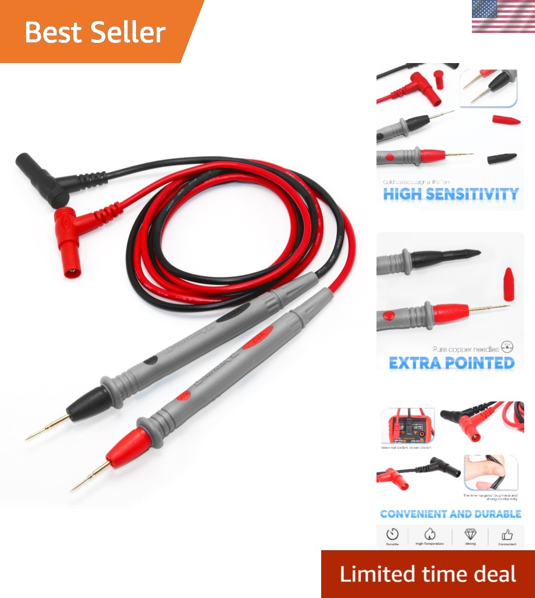Reliable 1000V 20A Multimeter Probes with Silicone Insulation - Must-Have Kit