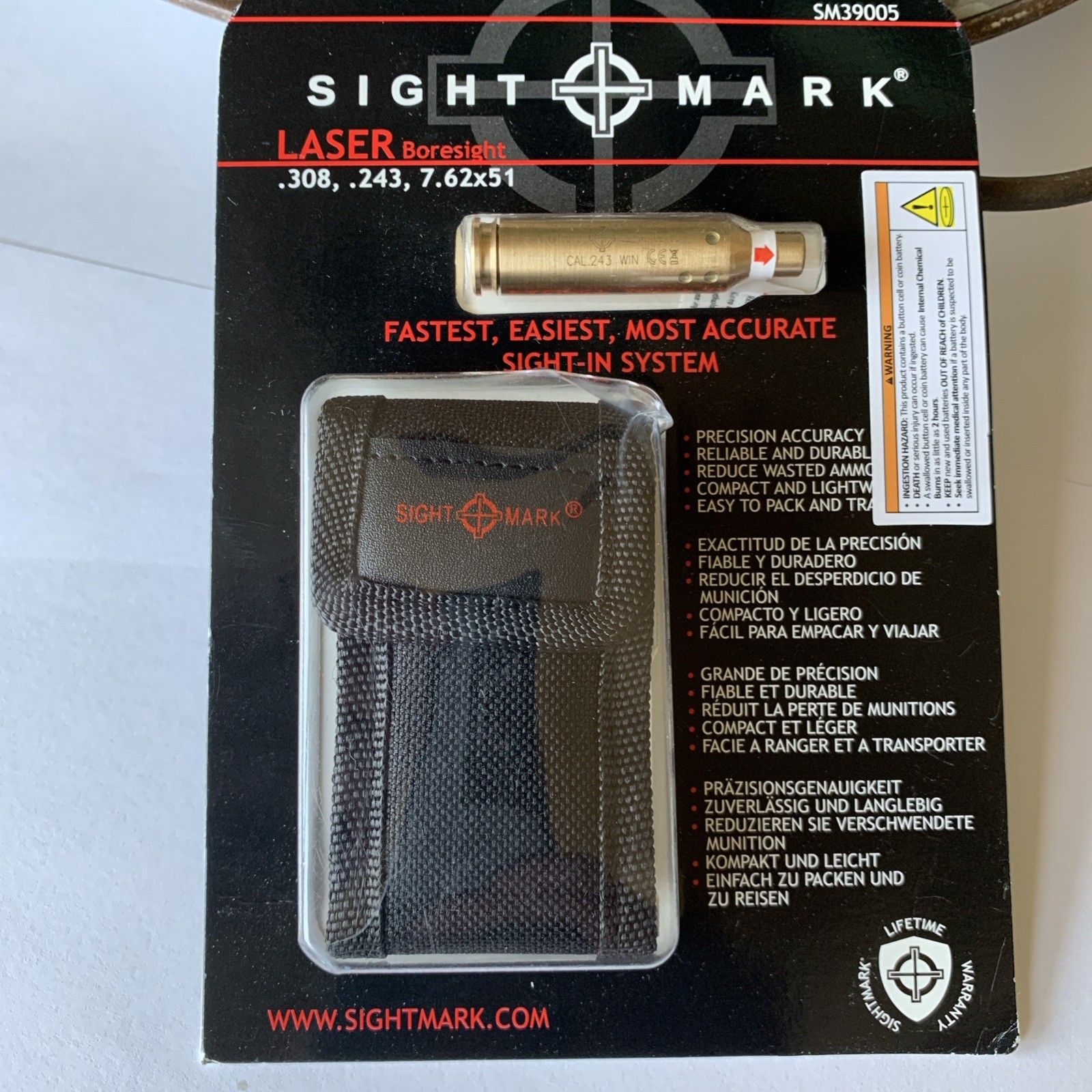 Sightmark .243/.308/7.62x51 Red Laser Boresight Brass - SM39005 With Carry Case