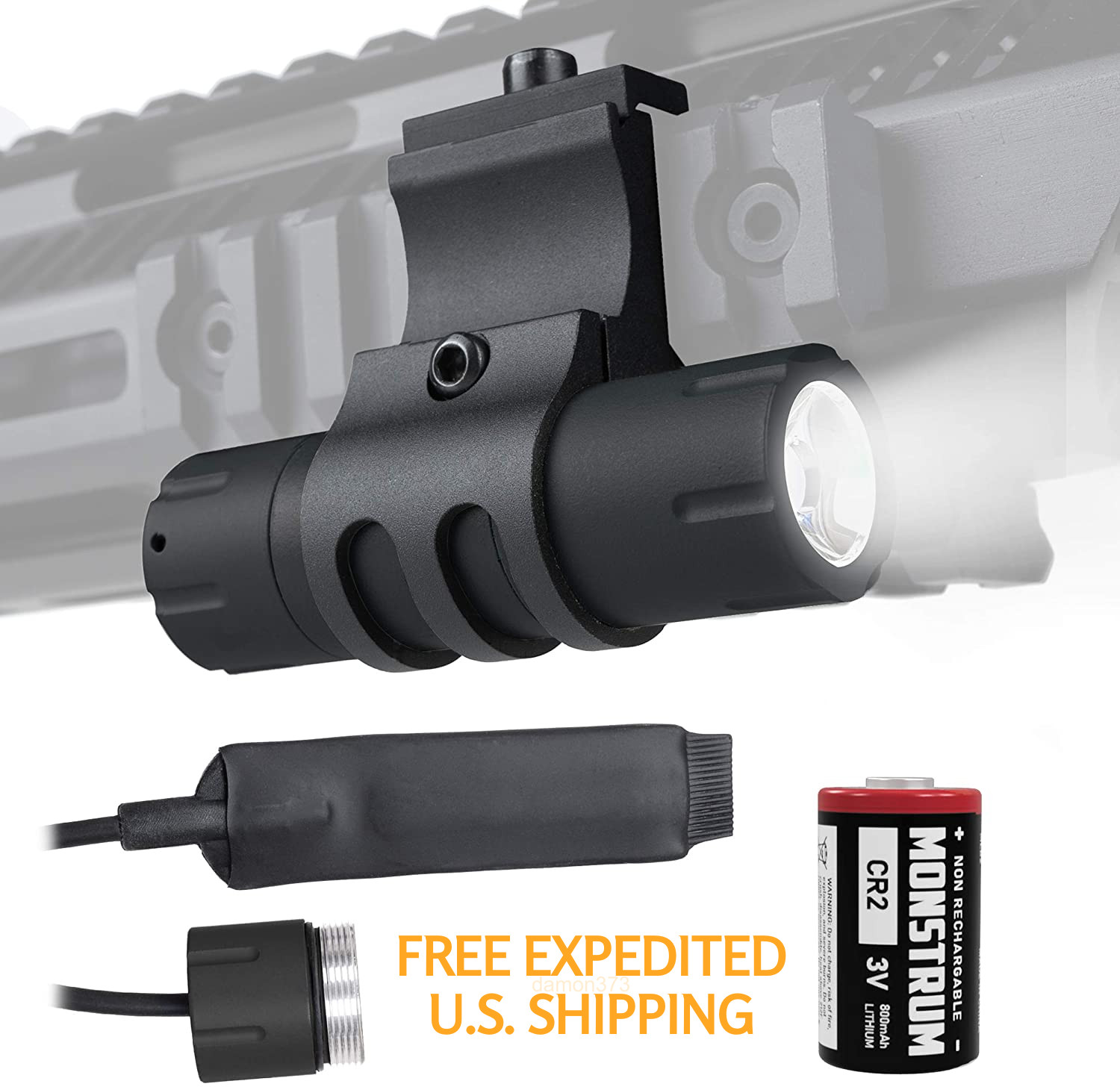 MONSTRUM 100 Lumen Weapon Light LED Picatinny Rail Mount Remote PRESSURE SWITCH